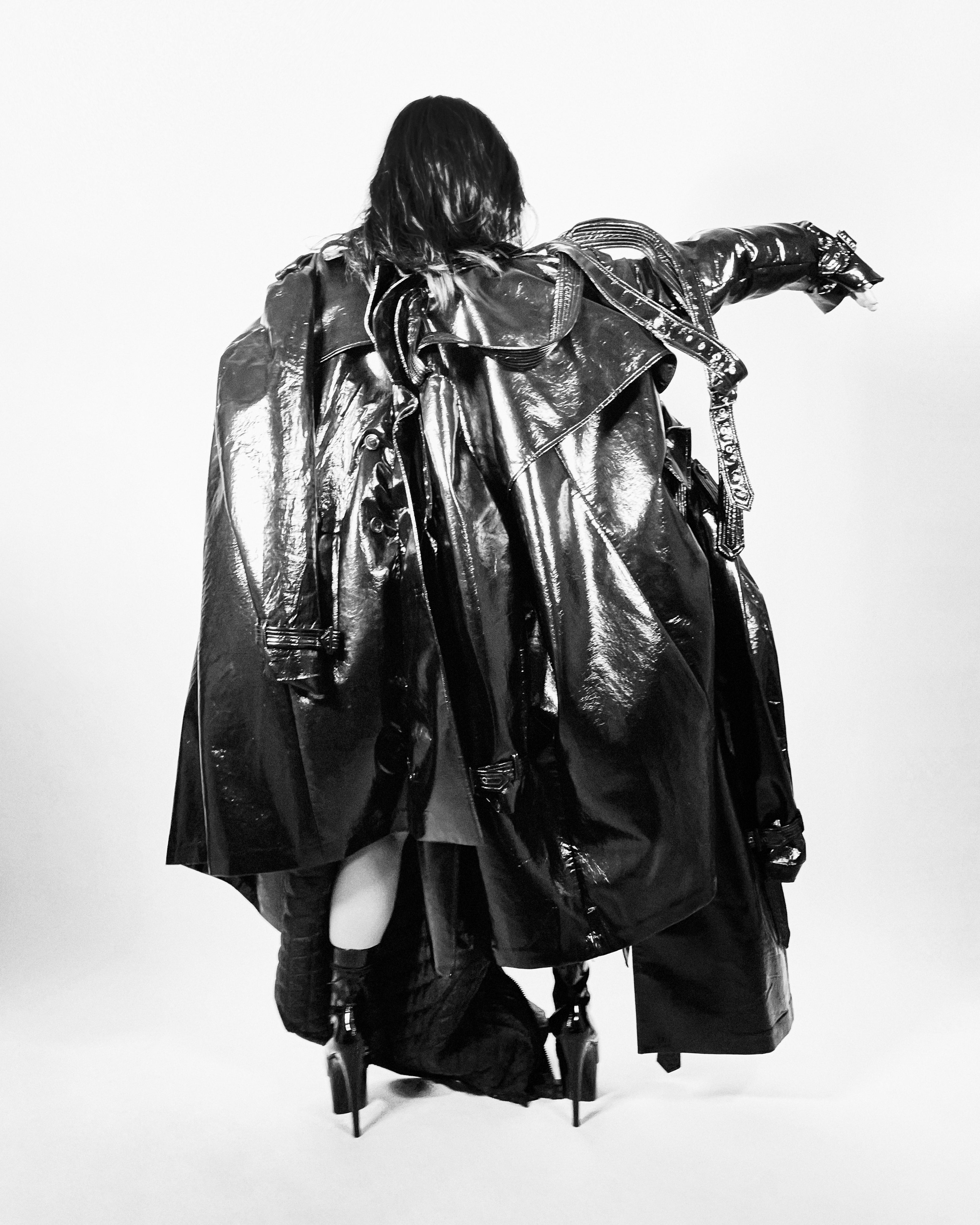 Vinyl Triple Reimagined Trench coat Jivomir Domoustchiev reworked repurposed design future