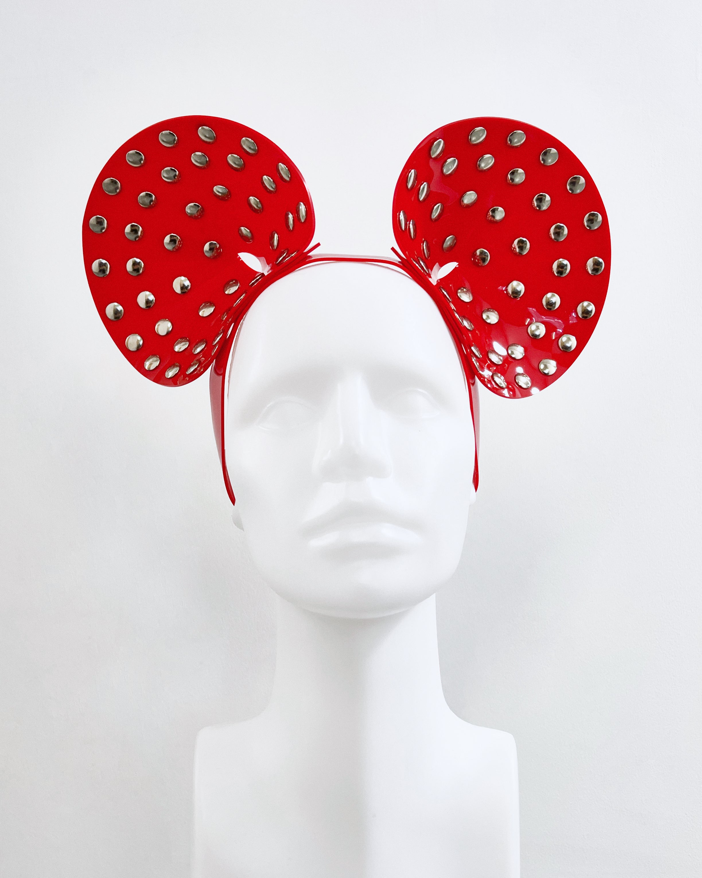 Jivomir Domoustchiev vegan vinyl pvc fashion wearable sculpture hand crafted to order only in East London Atelier independent luxury brand cuffs accessories headband giant  rave dance club cosplay dress must've