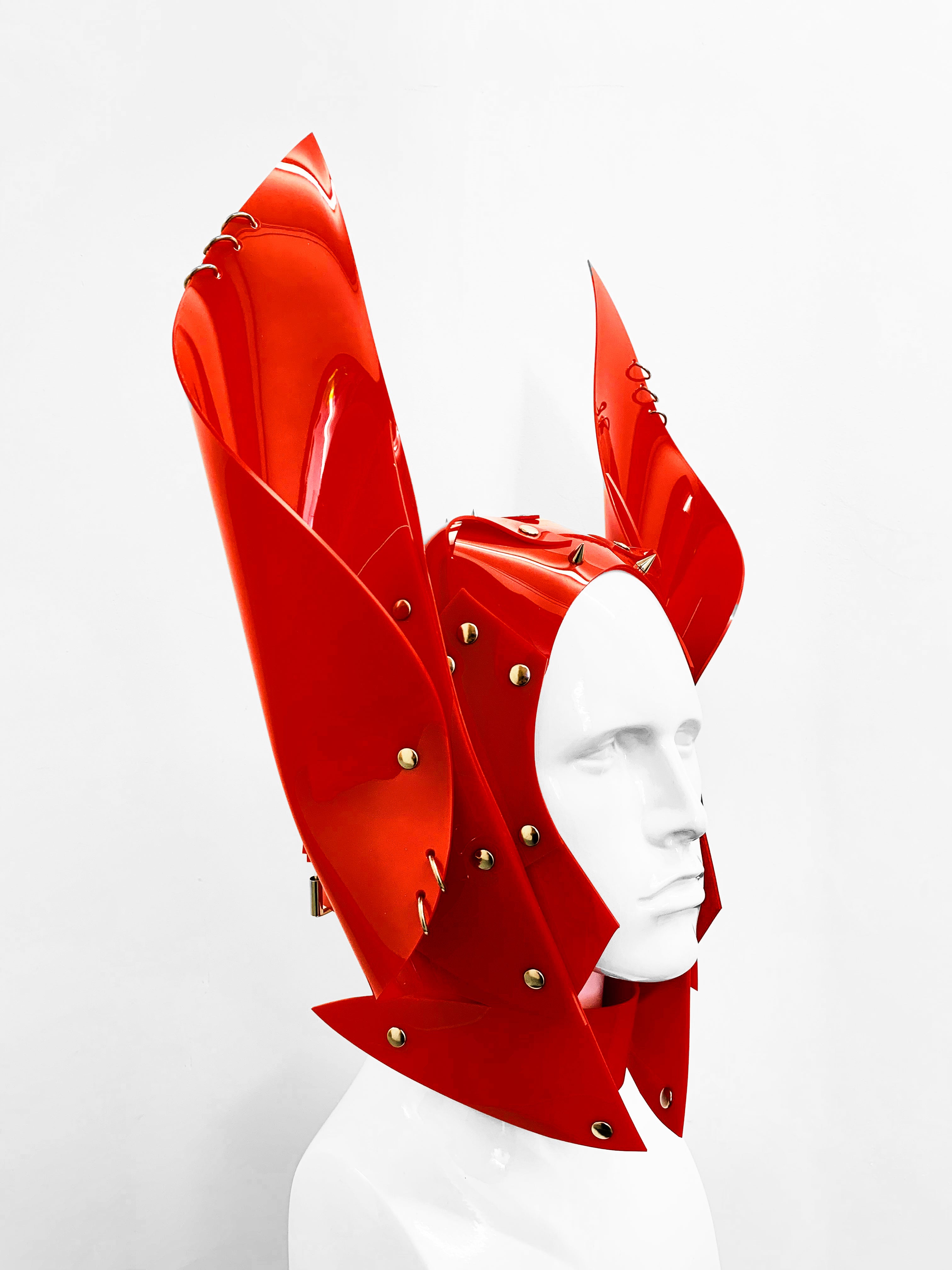 Vegan vinyl spirit animal studded kink role-play anime headpiece mask carnival rabbit cat eagle wolf dog ring Jivomir Domoustchiev