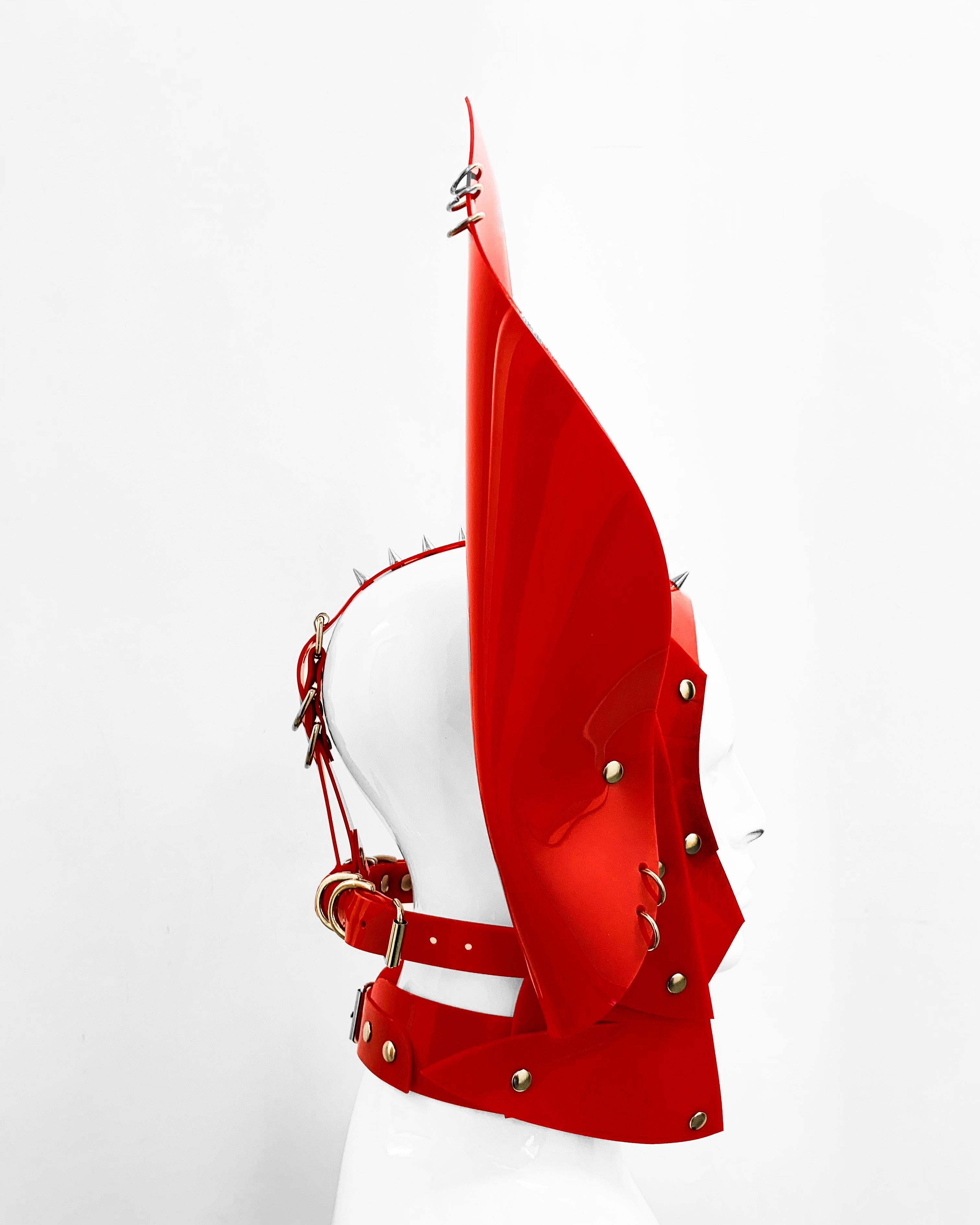 Vegan vinyl spirit animal studded kink role-play anime headpiece mask carnival rabbit cat eagle wolf dog ring Jivomir Domoustchiev