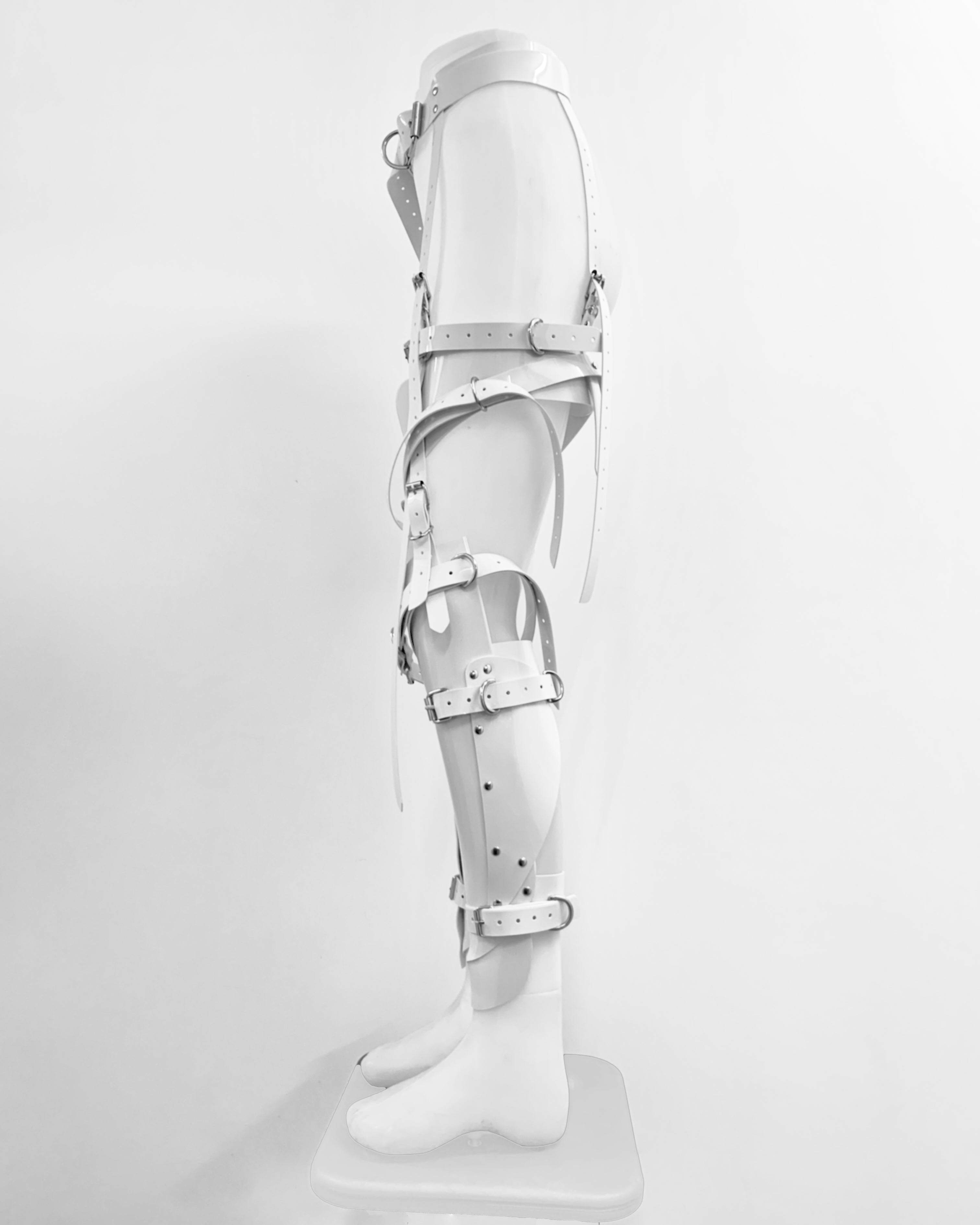 Jivomir Domoustchiev Full Robot Leg Harness in vegan vinyl pure robot style future Dixie D'Amelo perfect styling to create full  look worn as belt or full look