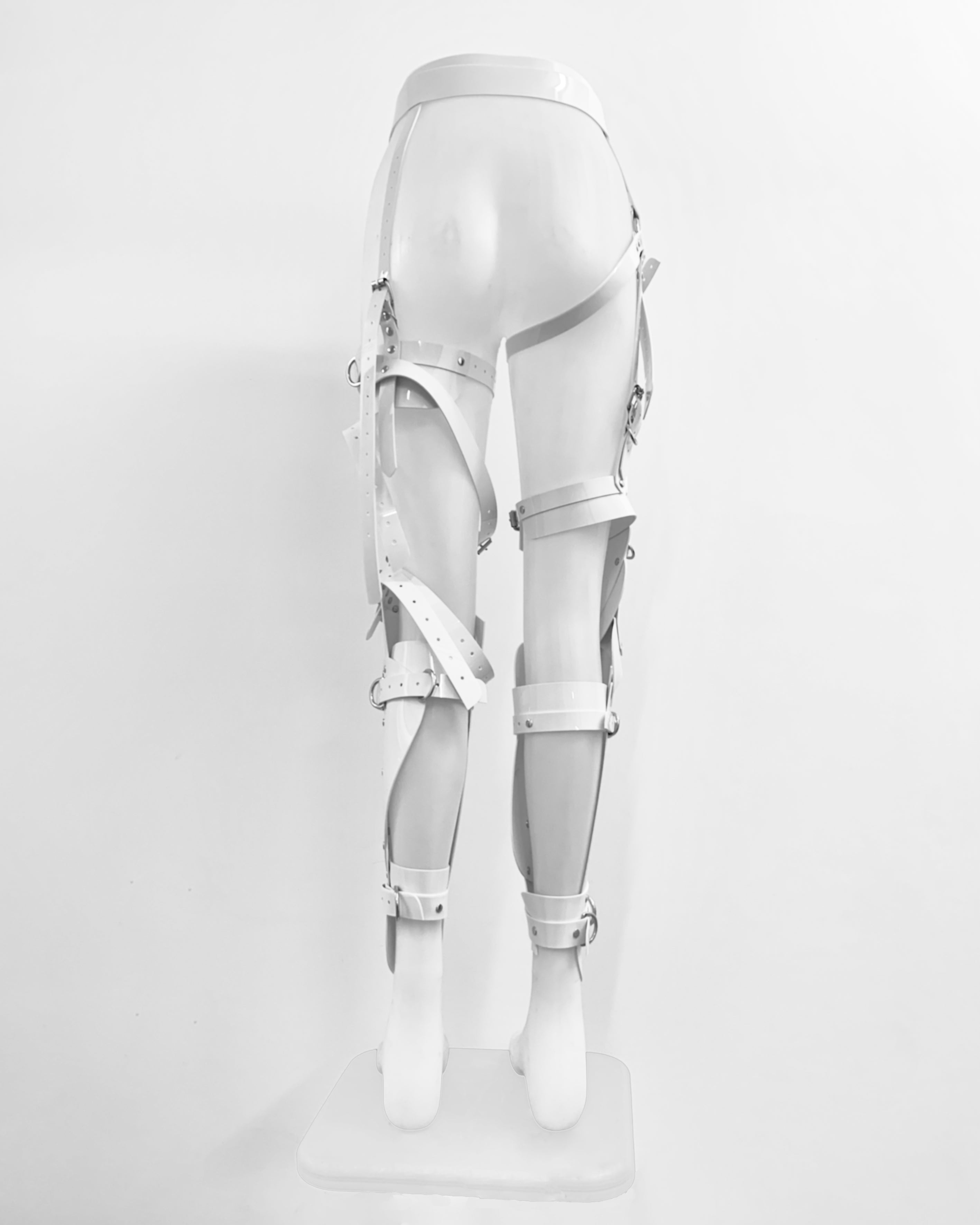 Jivomir Domoustchiev Full Robot Leg Harness in vegan vinyl pure robot style future Dixie D'Amelo perfect styling to create full  look worn as belt or full look