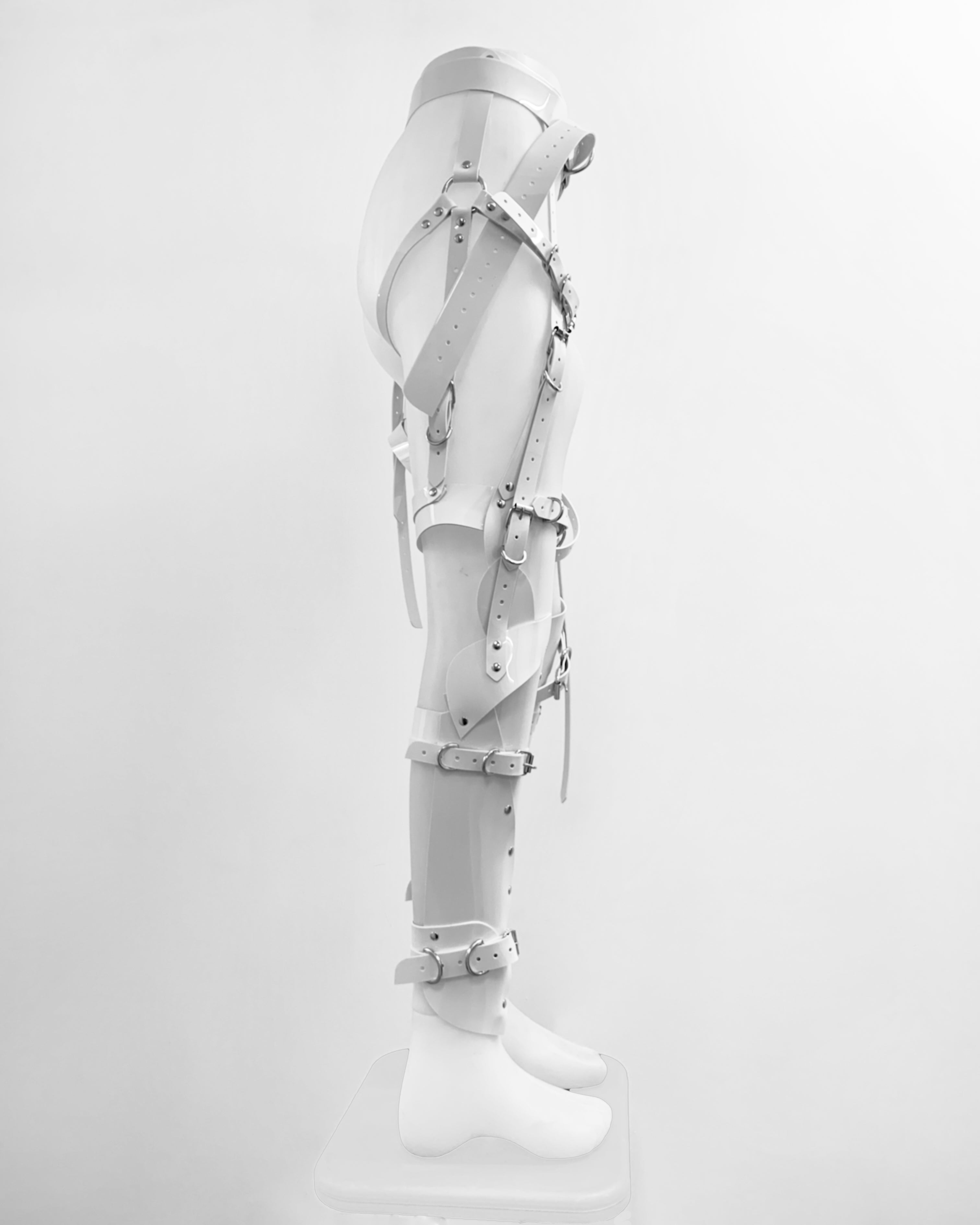 Jivomir Domoustchiev Full Robot Leg Harness in vegan vinyl pure robot style future Dixie D'Amelo perfect styling to create full  look worn as belt or full look