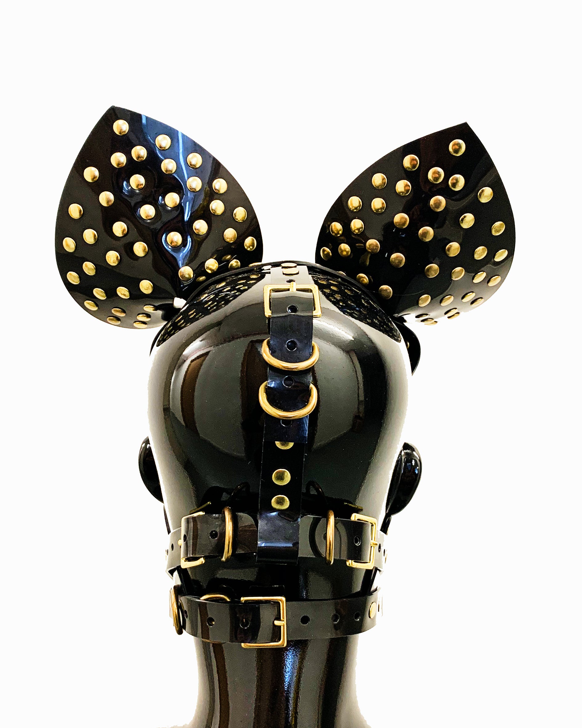 Vegan vinyl spirit animal studded kink role-play anime headpiece mask carnival rabbit cat eagle wolf dog ring Jivomir Domoustchiev