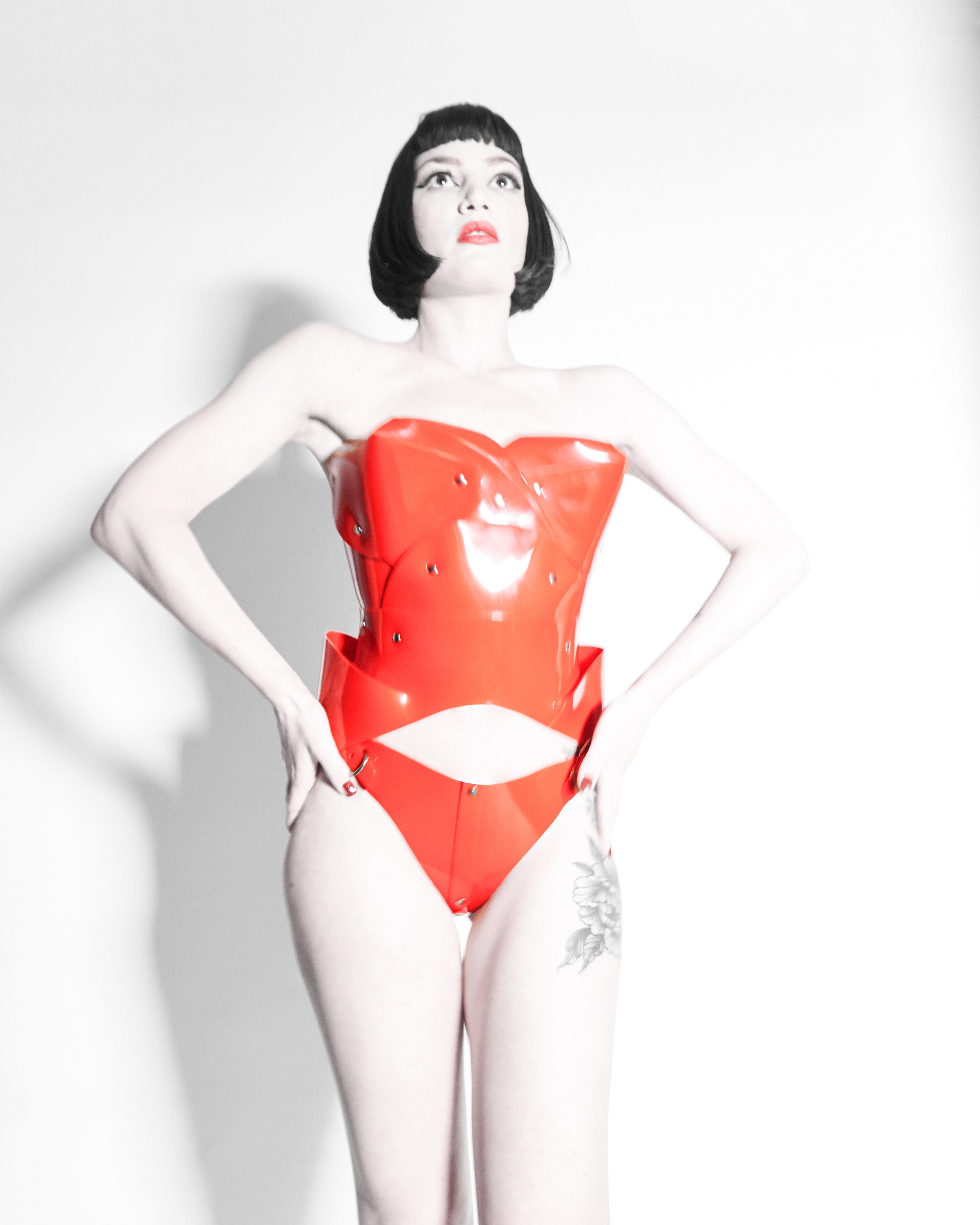 Jivomir Domoustchiev vegan vinyl Sculpture Bustier red love transparent kink fetishh latex love must have valentines
