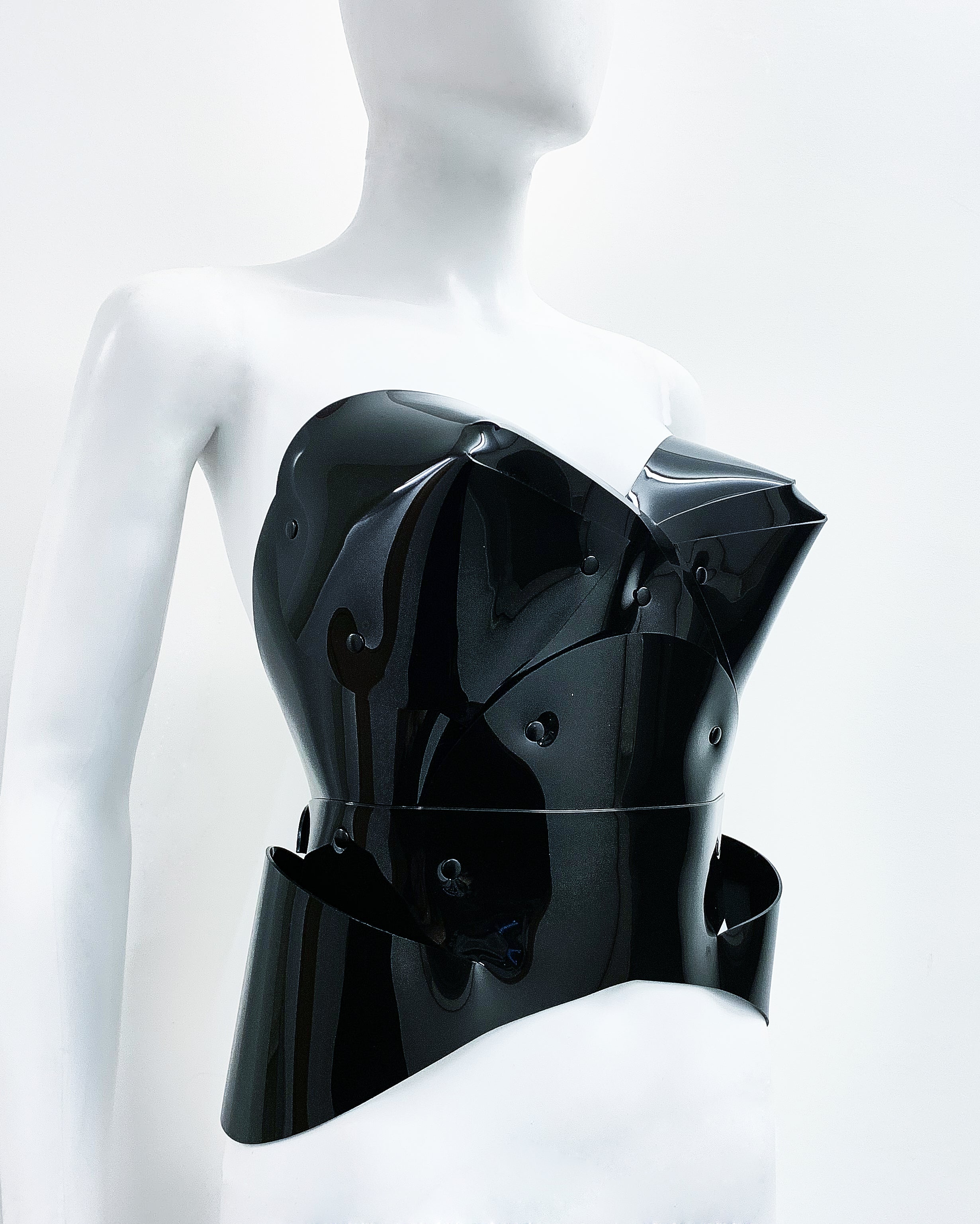 Jivomir Domoustchiev vegan vinyl Sculpture Bustier red love black