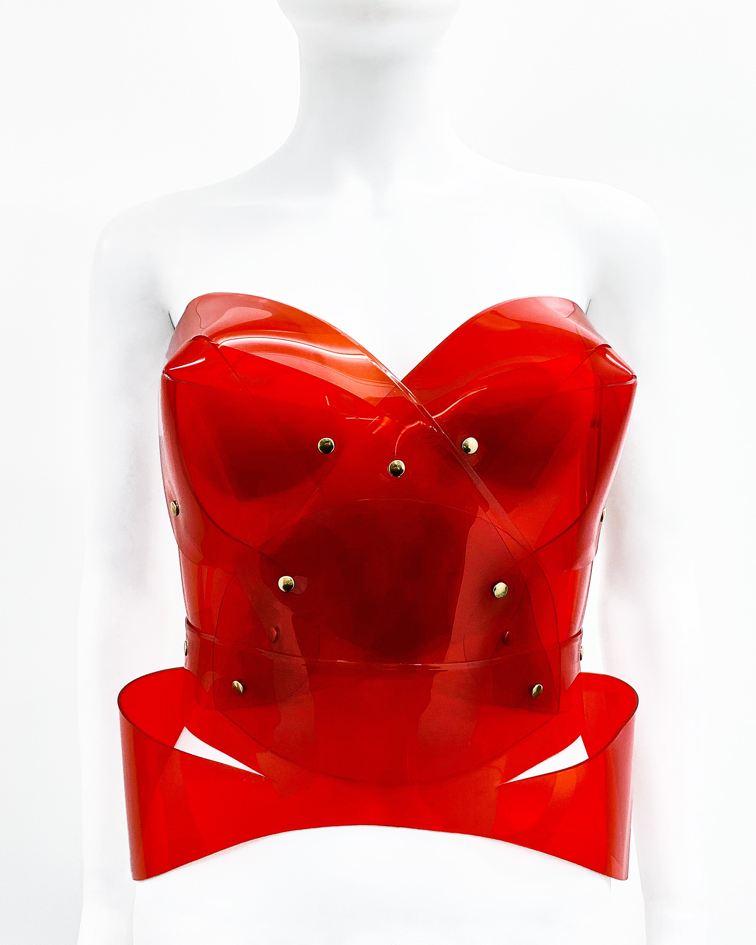 Jivomir Domoustchiev vegan vinyl Sculpture Bustier red love valentines