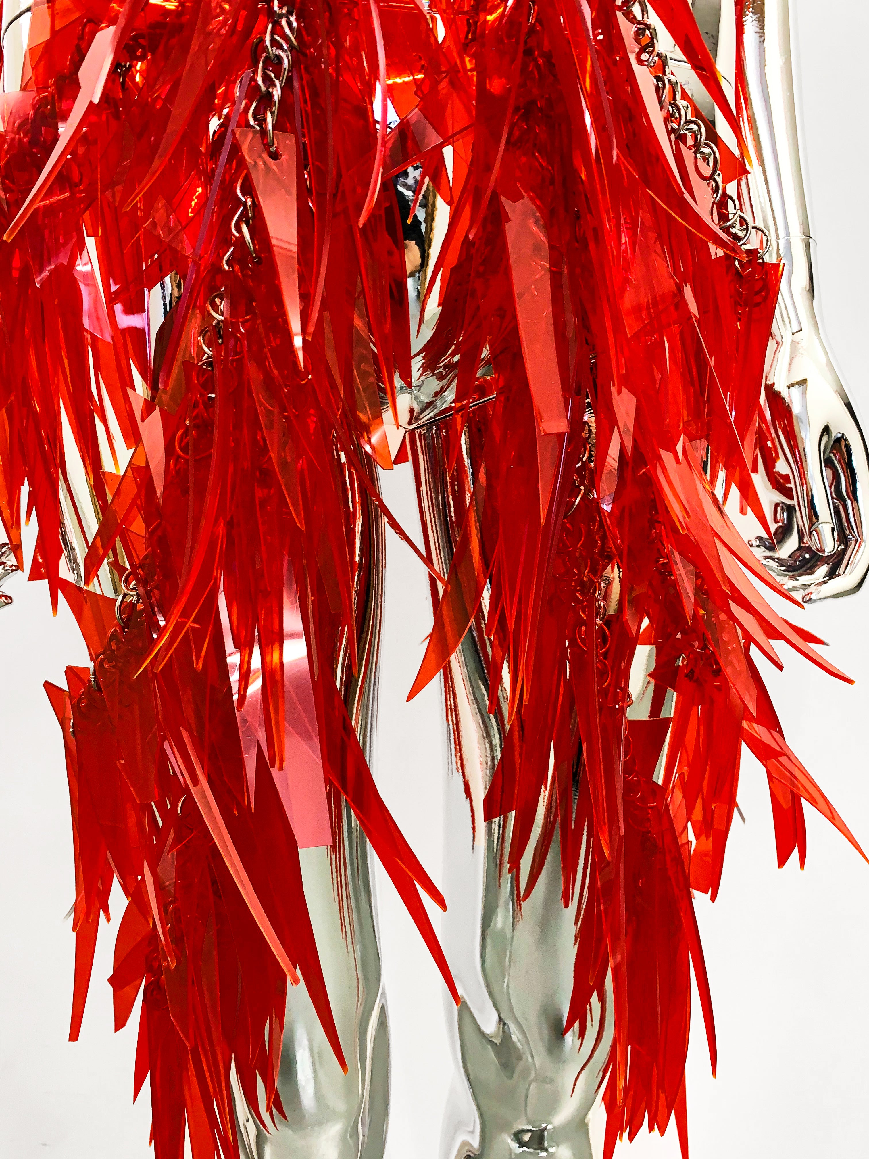 Jivomir Domoustchiev Tassel Chain Dress in off cuts vegan vinyl hand crafted to order in London