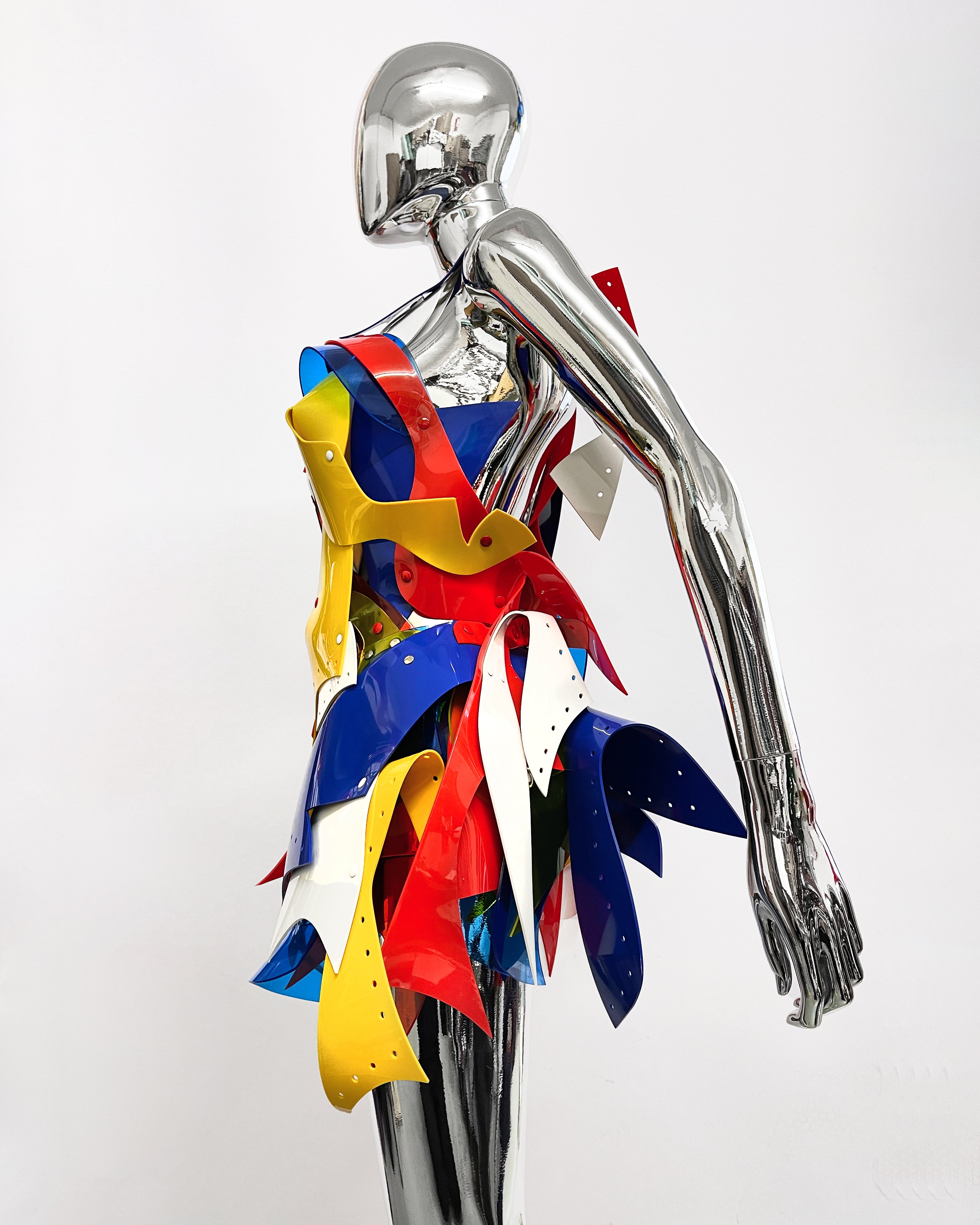 Jivomir Domoustchiev Reimagneeverything Dress vegan vinyl wearable sculpture art reimagined future fashion couture