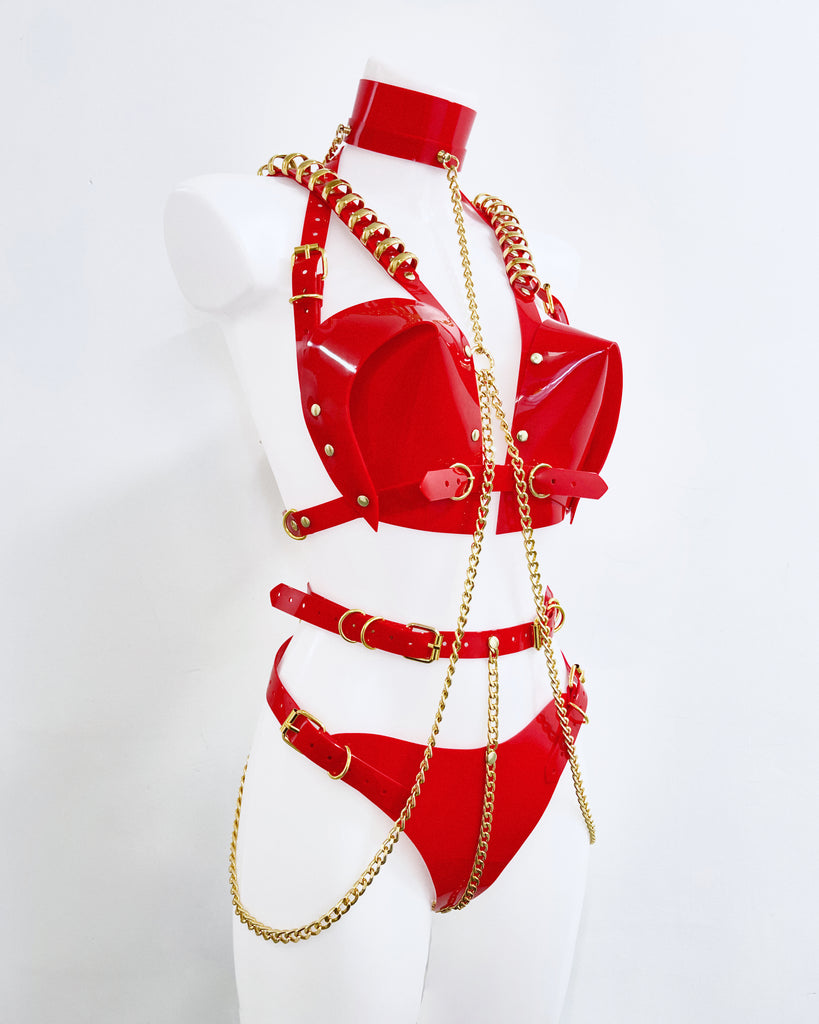 Jivomir Domoustchiev vegan vinyl pvc fashion wearable sculpture hand crafted to order only in East London Atelier independent luxury brand bras and panties knickers