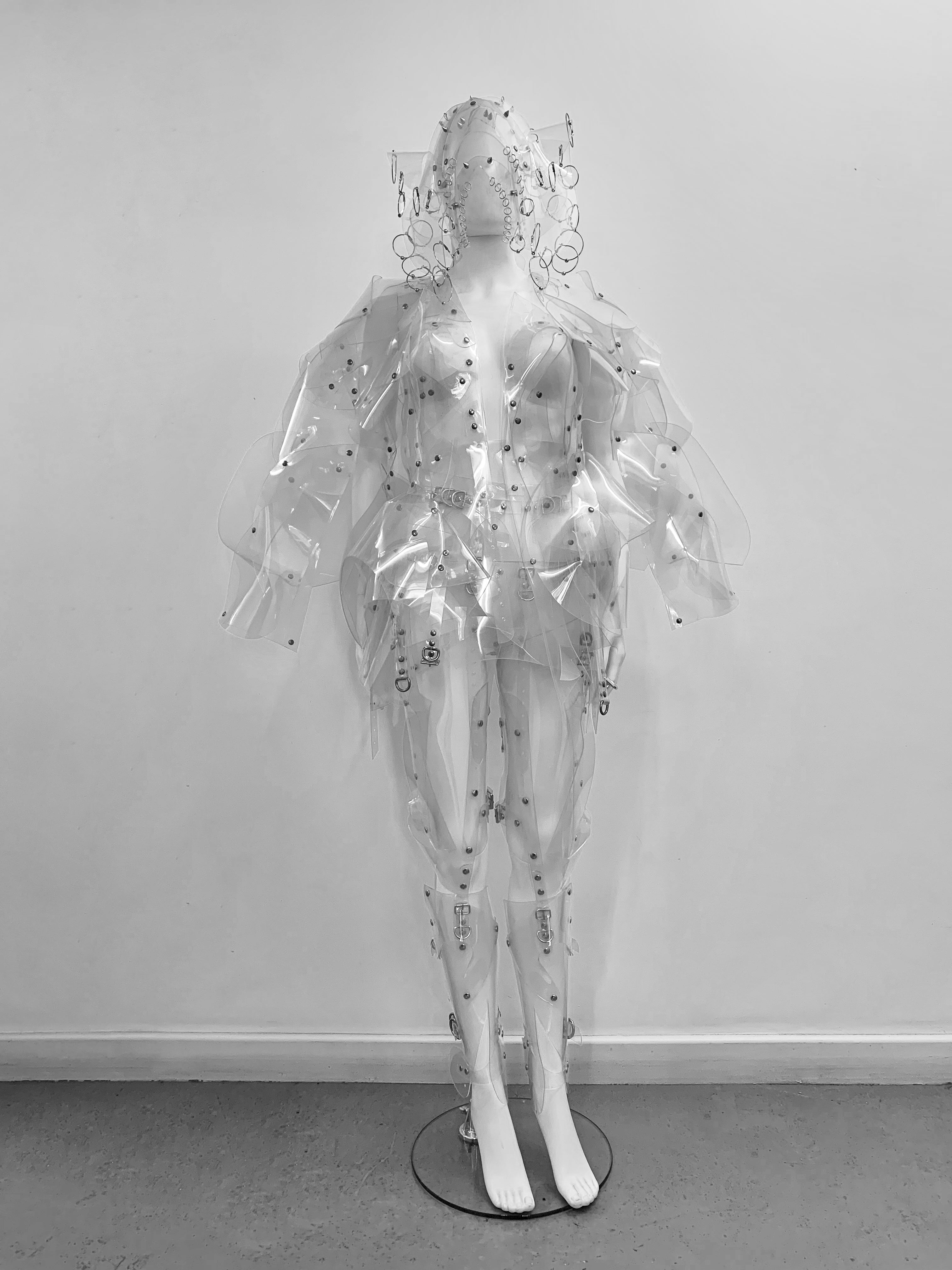 ONNA BUGEISHHA BY JIVOMIR DOMOUSTCHEV FEMALE SAMURAI FUTURE SCULKPTURE FASHON N VEGAN VINYL HAND CRAFTED TO ORDER IN LONDON VEGAN VINYL