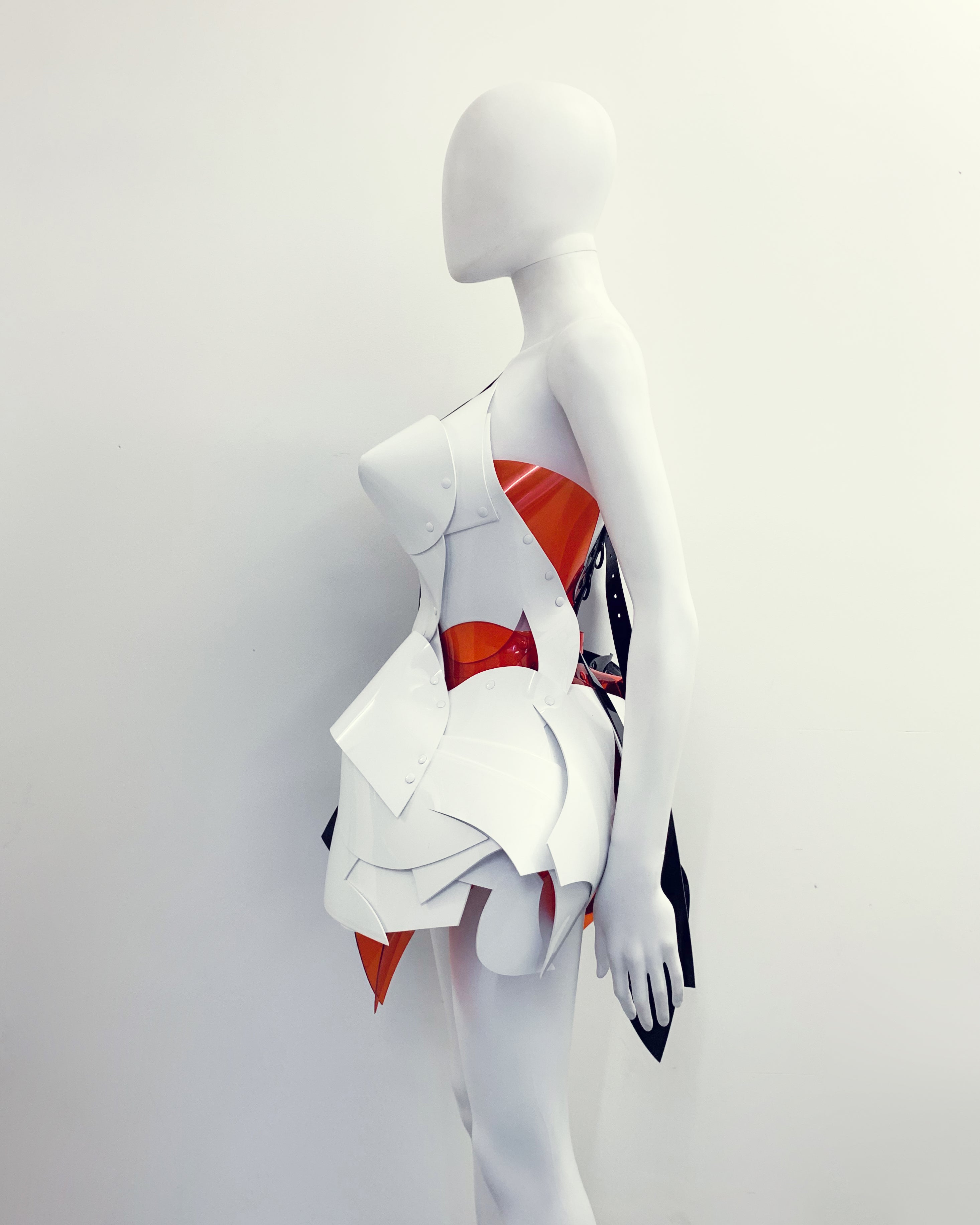 'Onna Bugeisha' collection Jivomir Domoustchiev Are Colore Dress lovingly made to order in our east London atelier in vegan vinyl and available in a variety of stunning colours and studding details. An artist expression pure asymmetrical balance wear as a dress or display as a sculpture