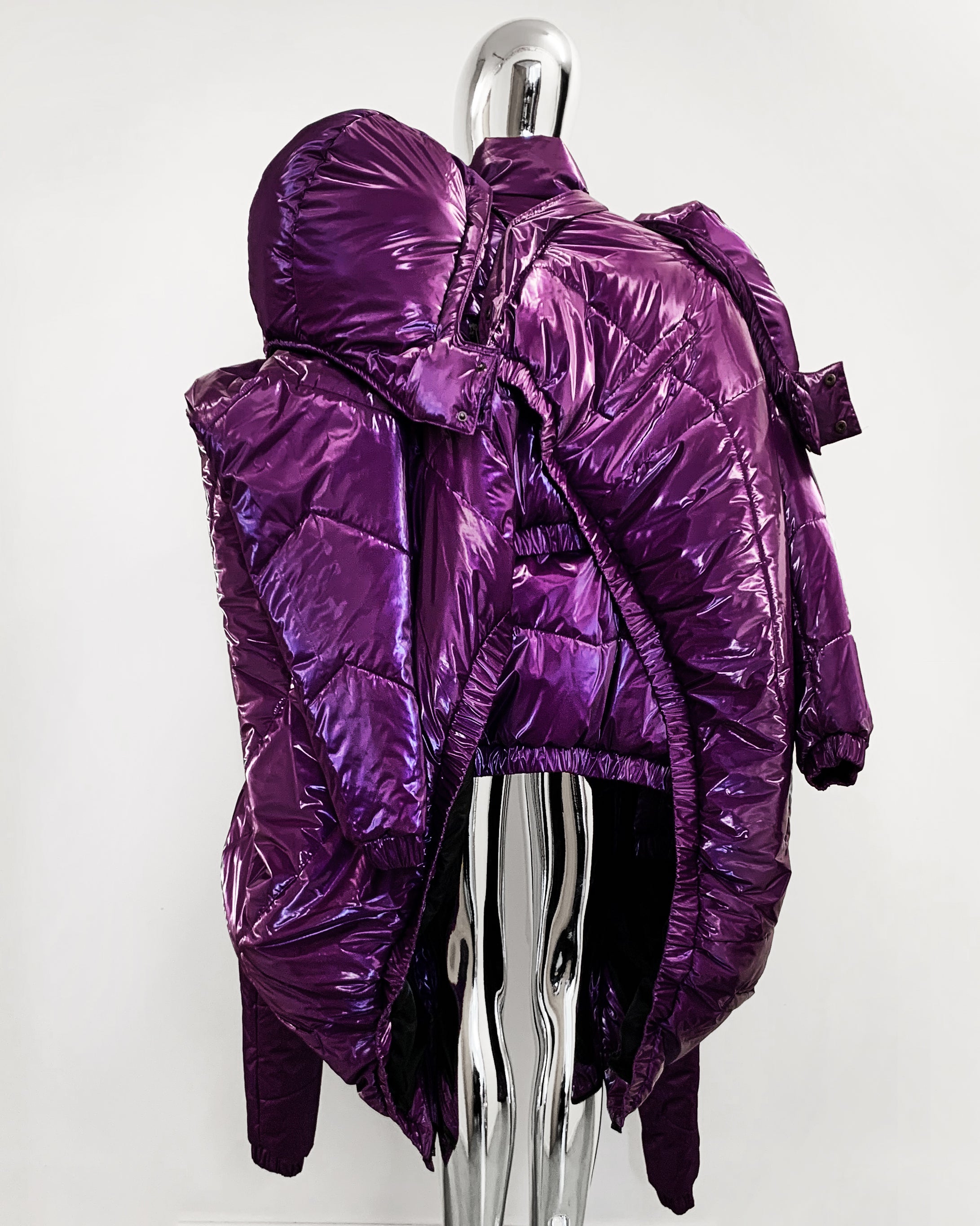 Jivomir Domoustchiev repurposed reimagine our future puffa coat jacket hand crafted to order only