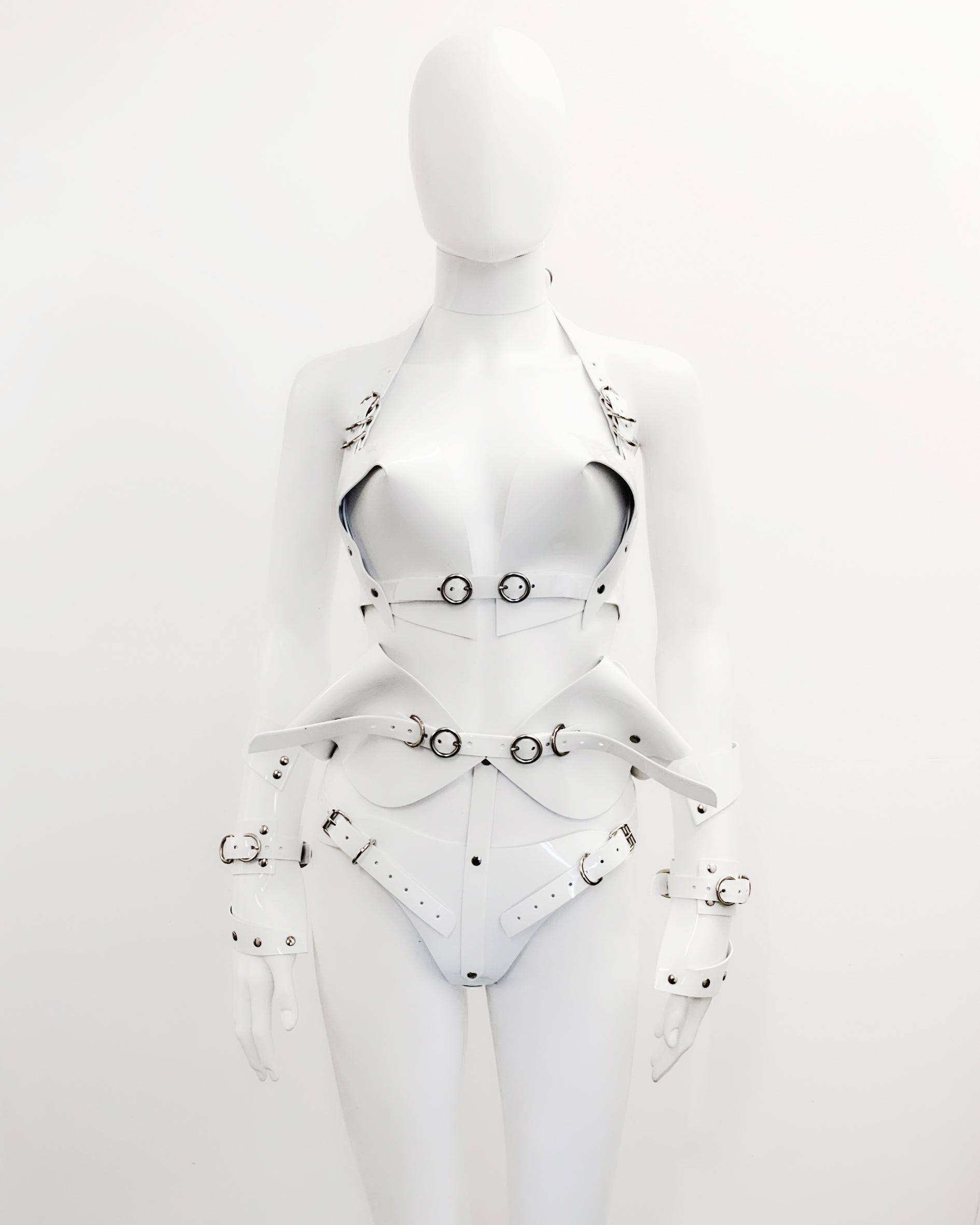 Jivomir Domoustchiev vegan vinyl sculpture fashion accessories hand crafted made in London kink avant garden future  luxury superhero cosplay kink latex fetish