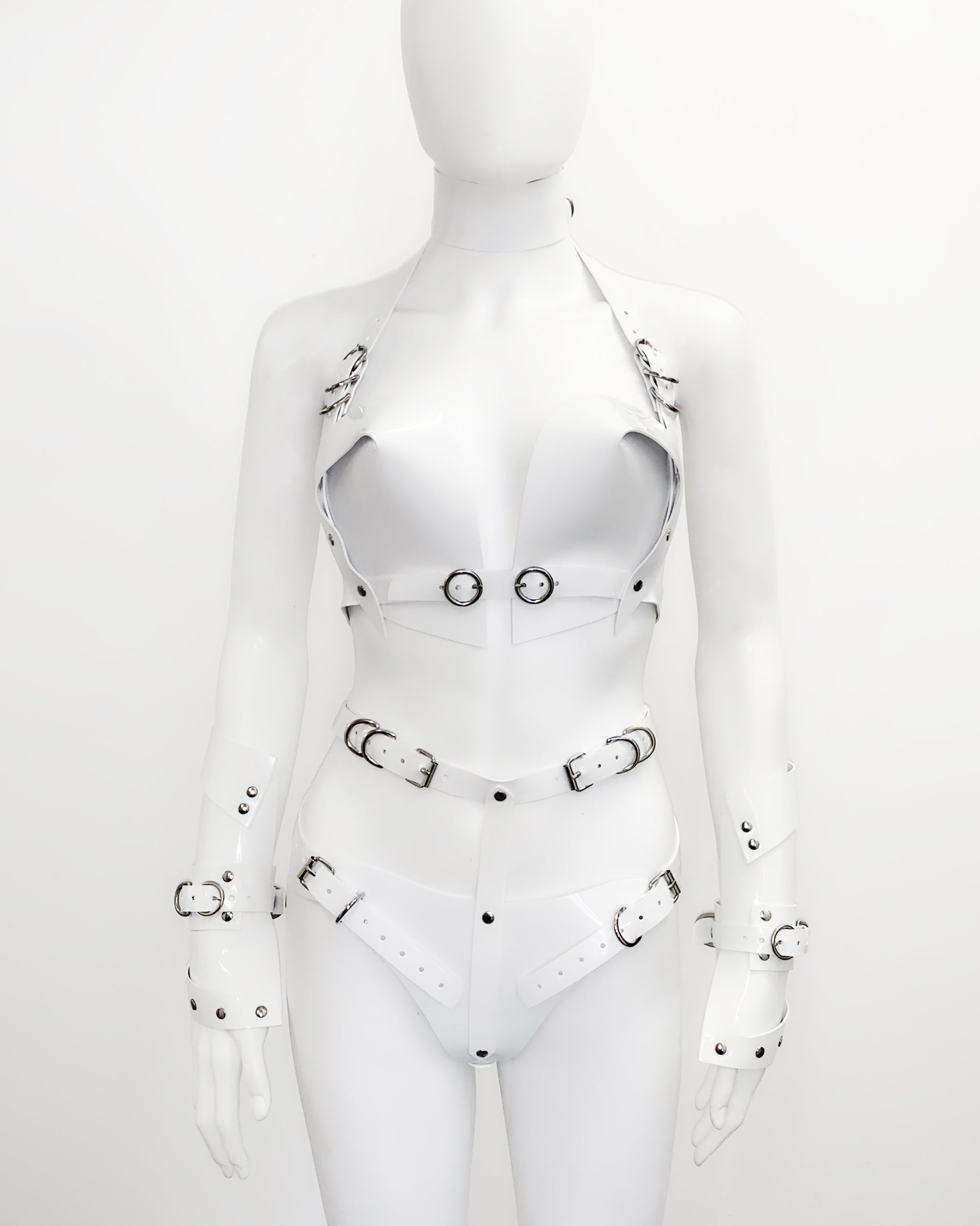 Jivomir Domoustchiev vegan vinyl sculpture fashion accessories hand crafted made in London kink avant garden future luxury superhero cosplay kink latex fetish