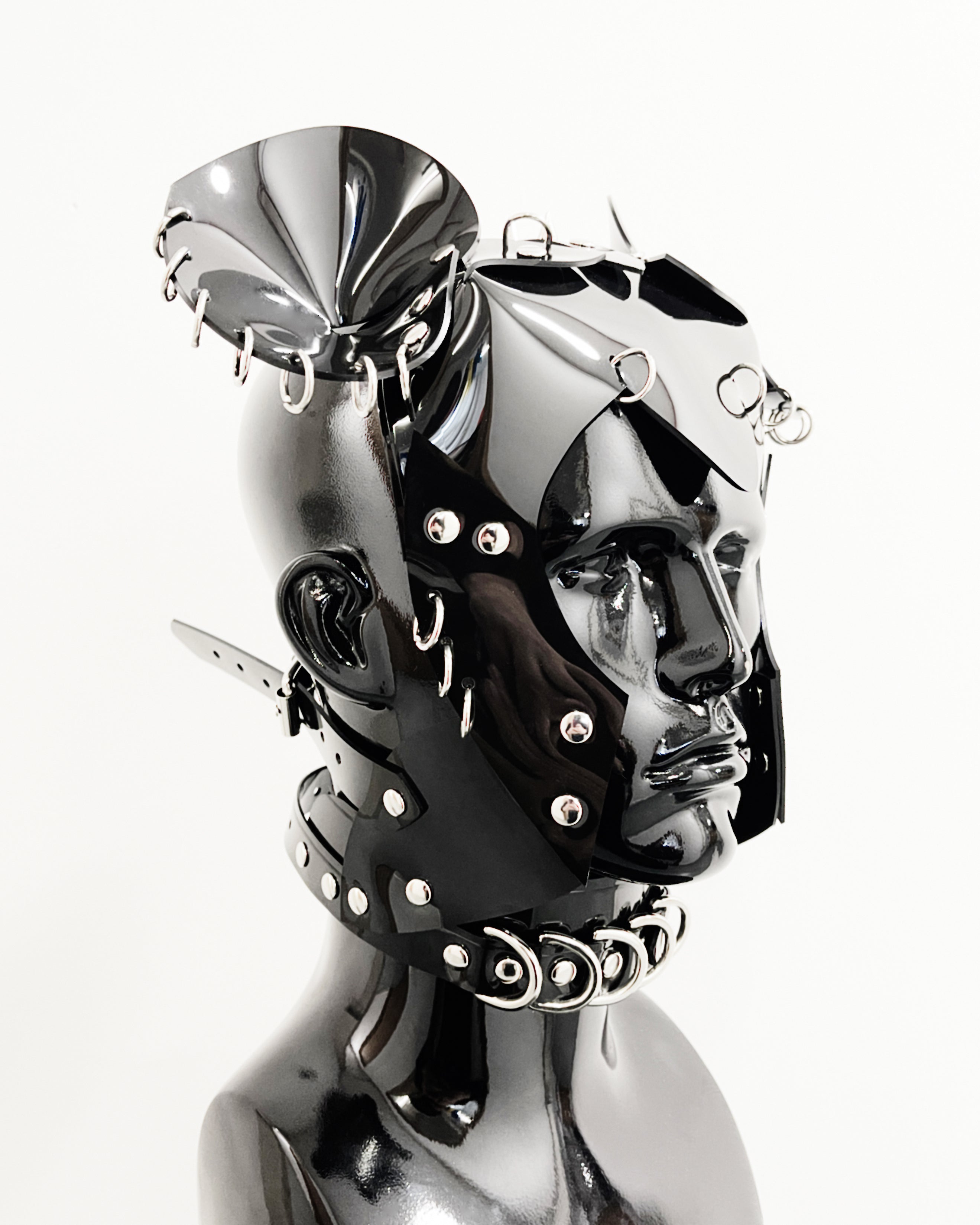 Vegan vinyl spirit animal studded kink role-play anime headpiece mask carnival rabbit cat eagle wolf dog ring Jivomir Domoustchiev