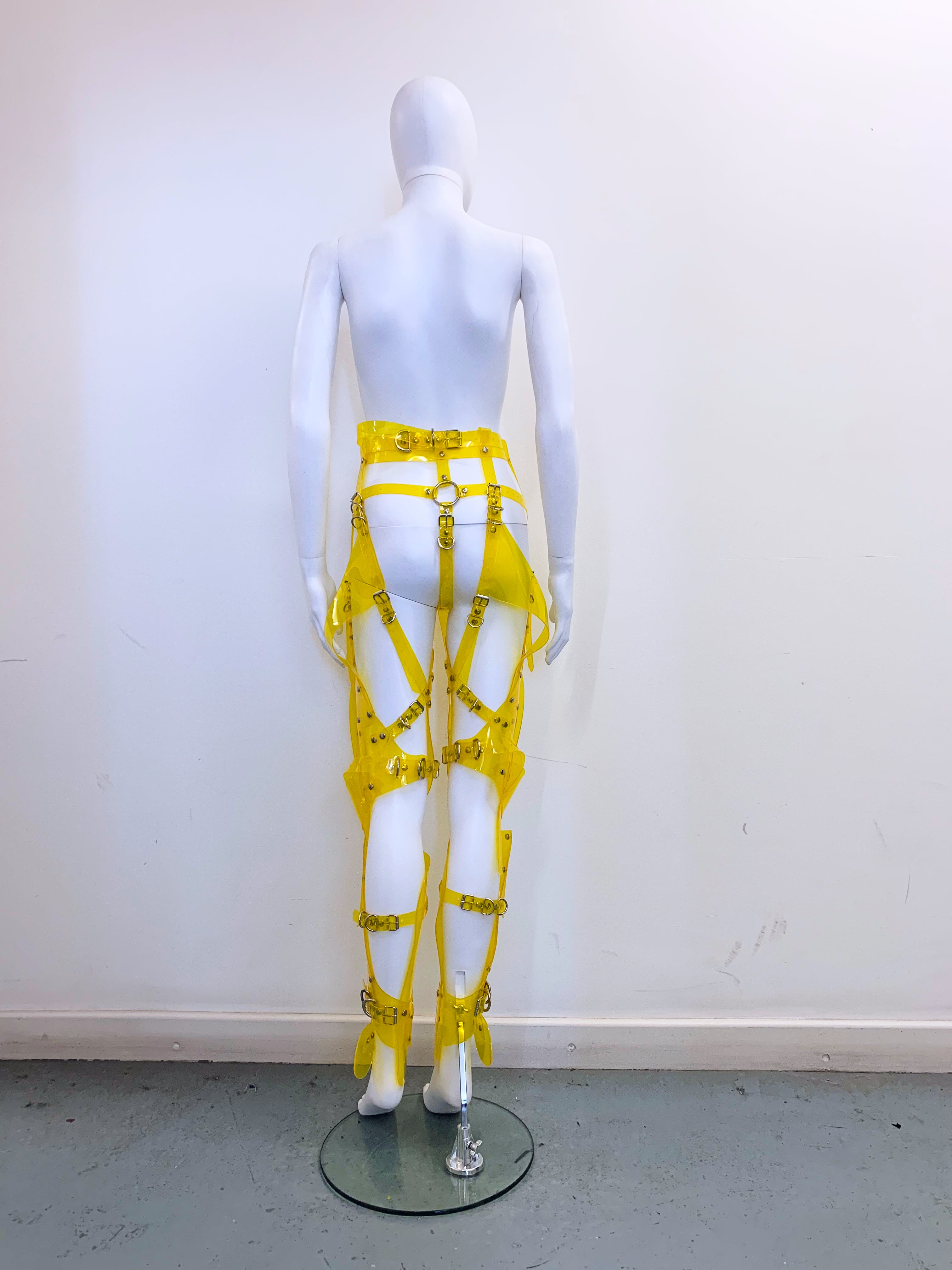 Jivomir Domoustchiev Full Robot Leg Harness in vegan vinyl pure robot style future Dixie D'Amelo perfect styling to create full  look worn as belt or full look