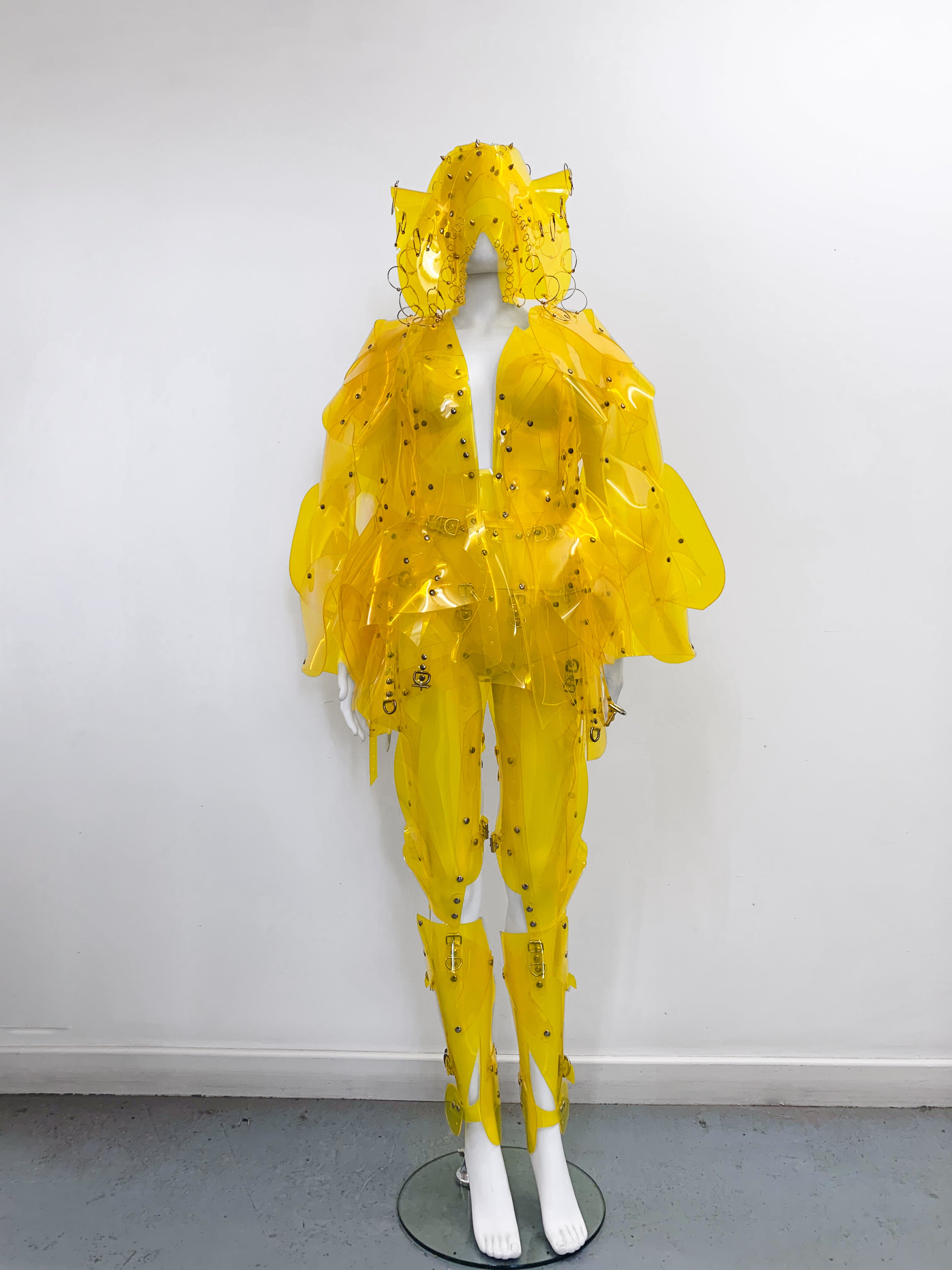 ONNA BUGEISHHA BY JIVOMIR DOMOUSTCHEV FEMALE SAMURAI FUTURE SCULKPTURE FASHON N VEGAN VINYL HAND CRAFTED TO ORDER IN LONDON VEGAN VINYL