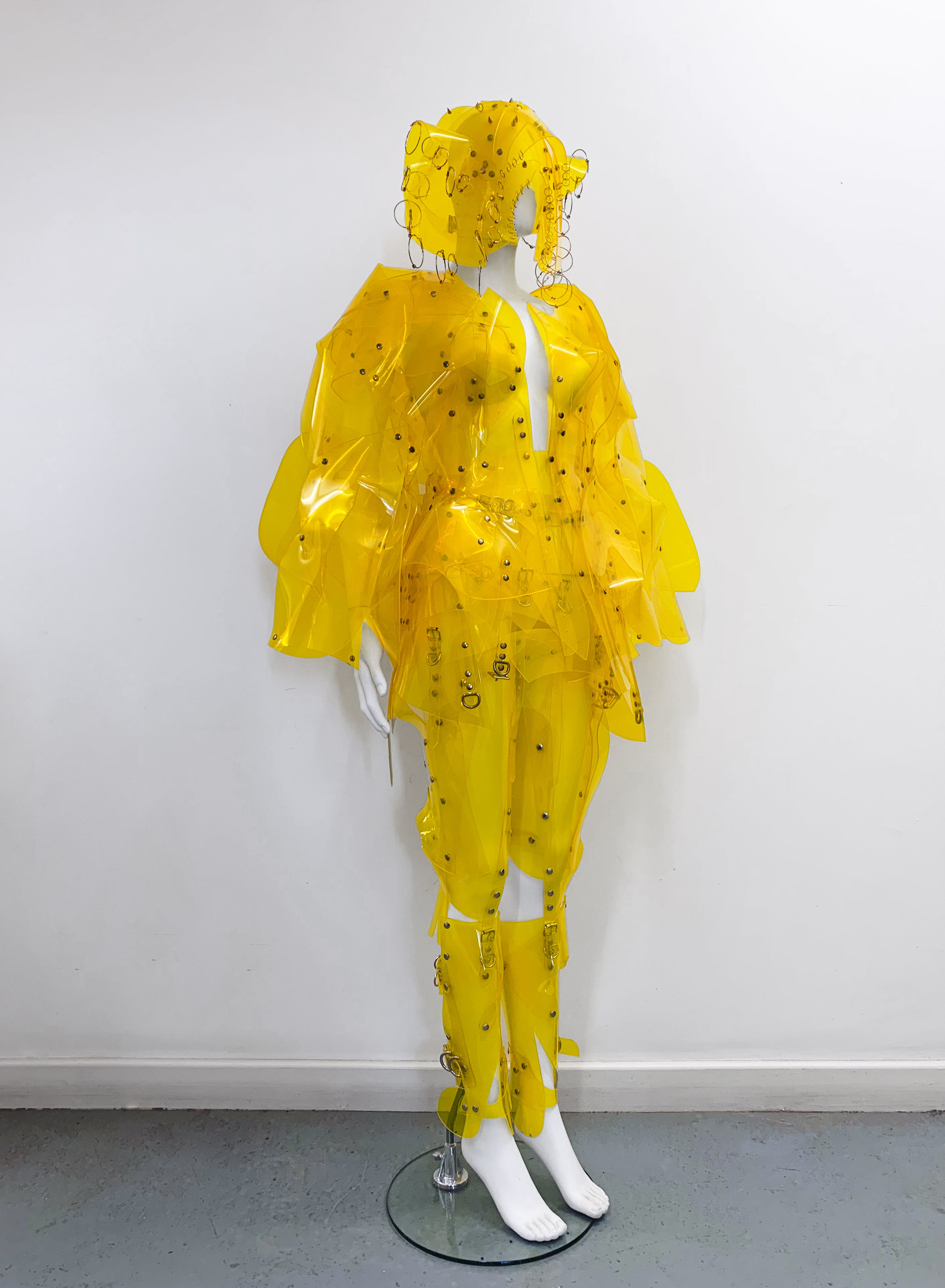 ONNA BUGEISHHA BY JIVOMIR DOMOUSTCHEV FEMALE SAMURAI FUTURE SCULKPTURE FASHON N VEGAN VINYL HAND CRAFTED TO ORDER IN LONDON VEGAN VINYL