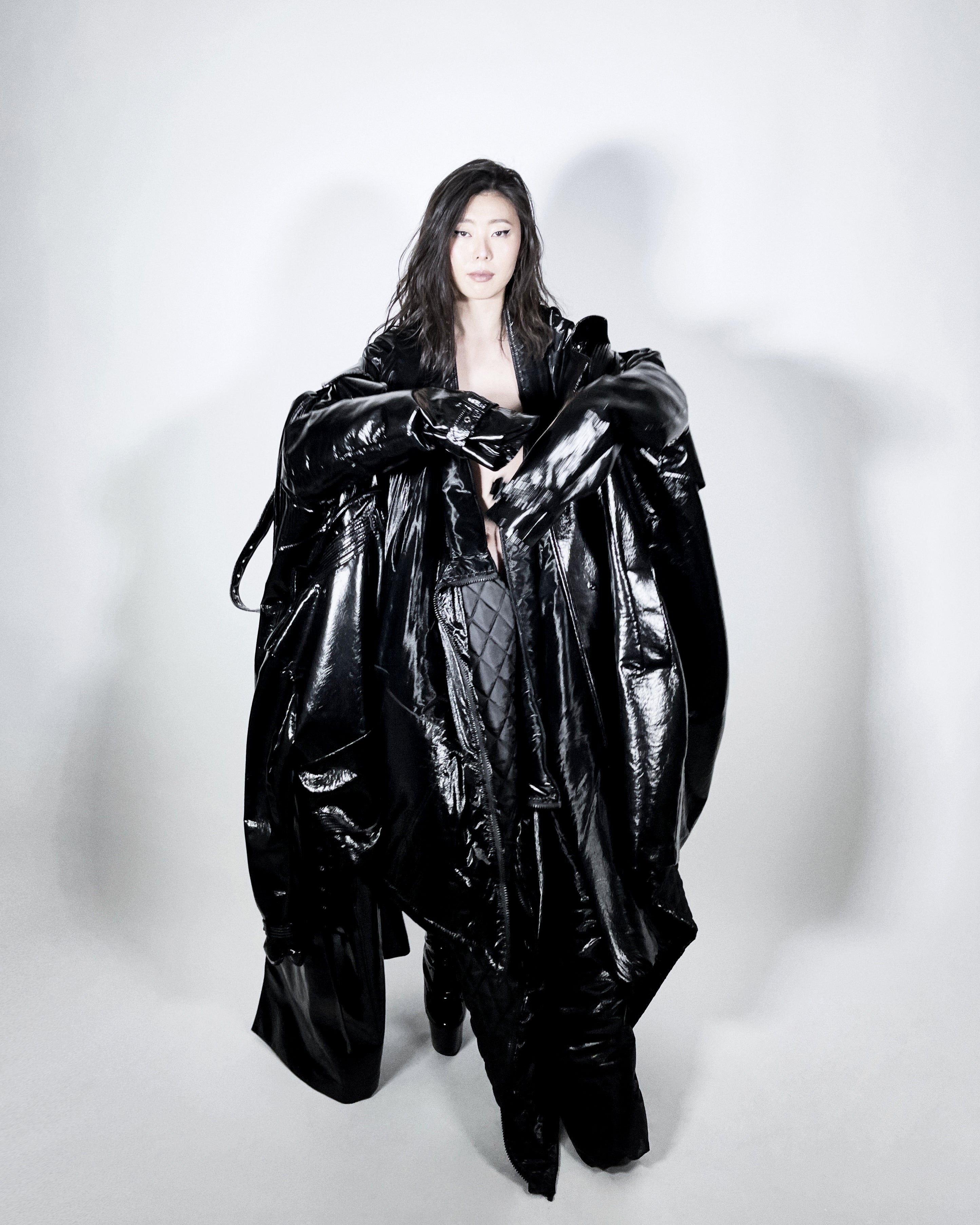 Vinyl Triple Reimagined Trench coat Jivomir Domoustchiev reworked repurposed design future