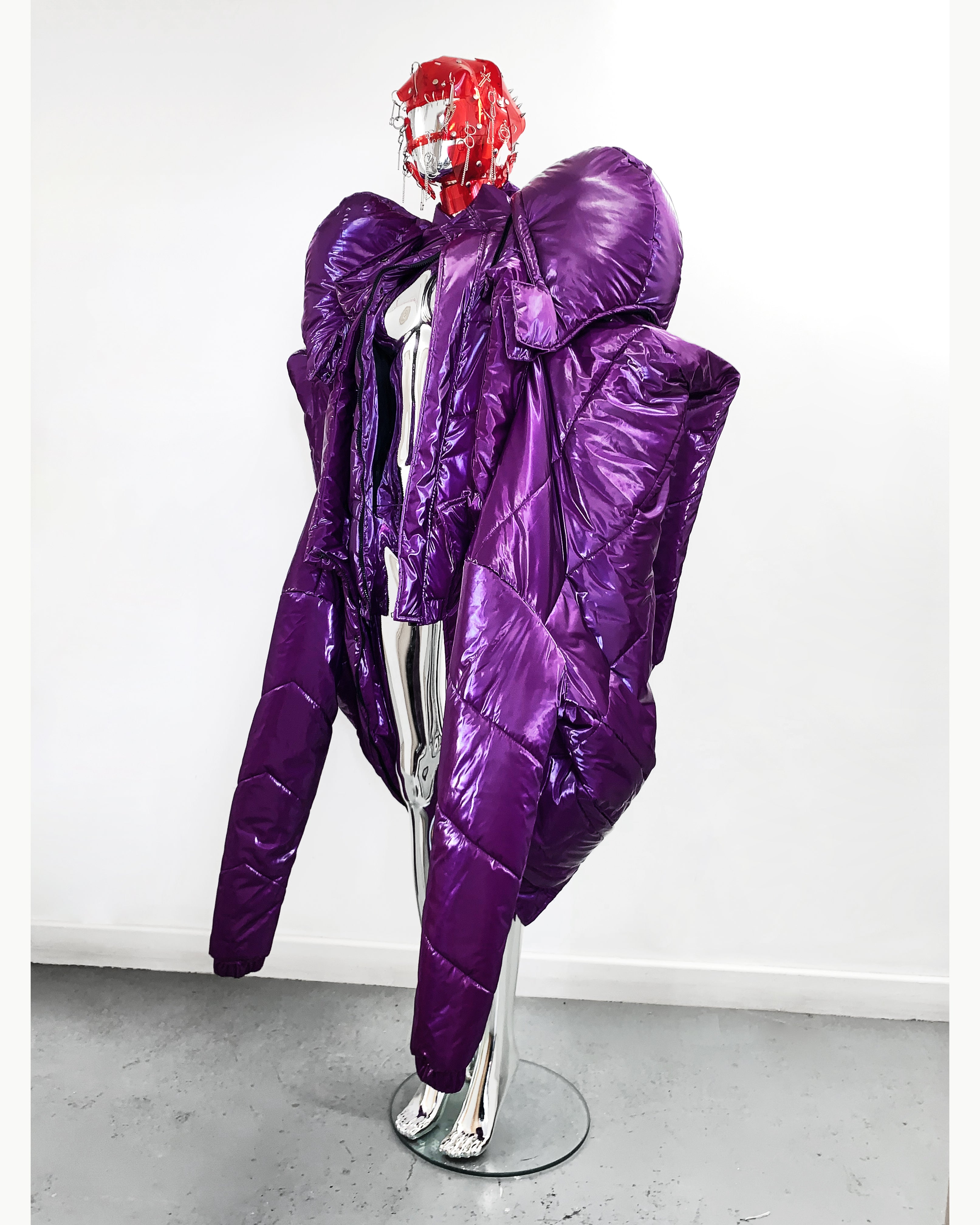 Jivomir Domoustchiev repurposed reimagine our future puffa coat jacket hand crafted to order only