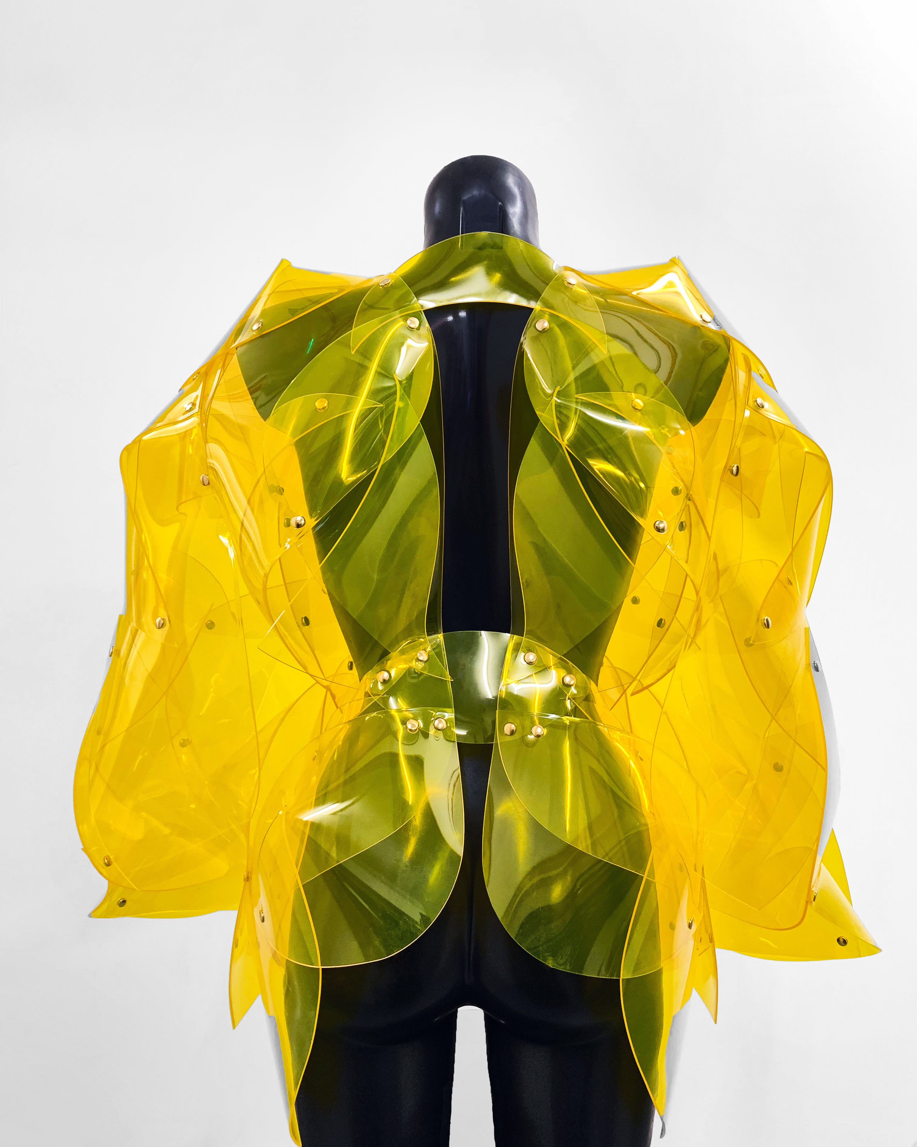 ONNA BUGEISHHA BY JIVOMIR DOMOUSTCHEV FEMALE SAMURAI FUTURE SCULKPTURE FASHON N VEGAN VINYL HAND CRAFTED TO ORDER IN LONDON VEGAN VINYL