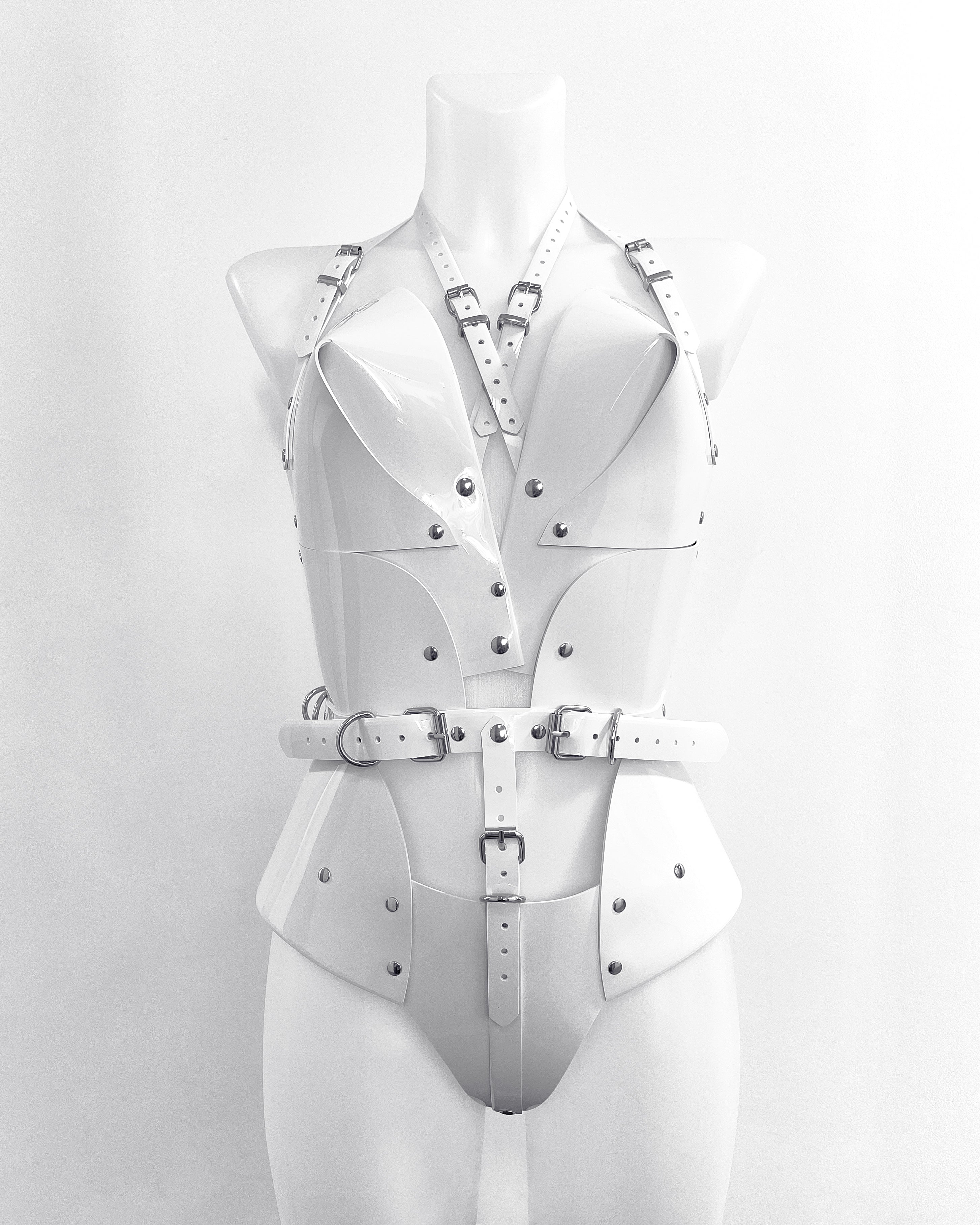 Jivomir Domoustchiev vegan vinyl pvc fashion hand crafted to order only in East London Atelier independent luxury brand sculpture onesie