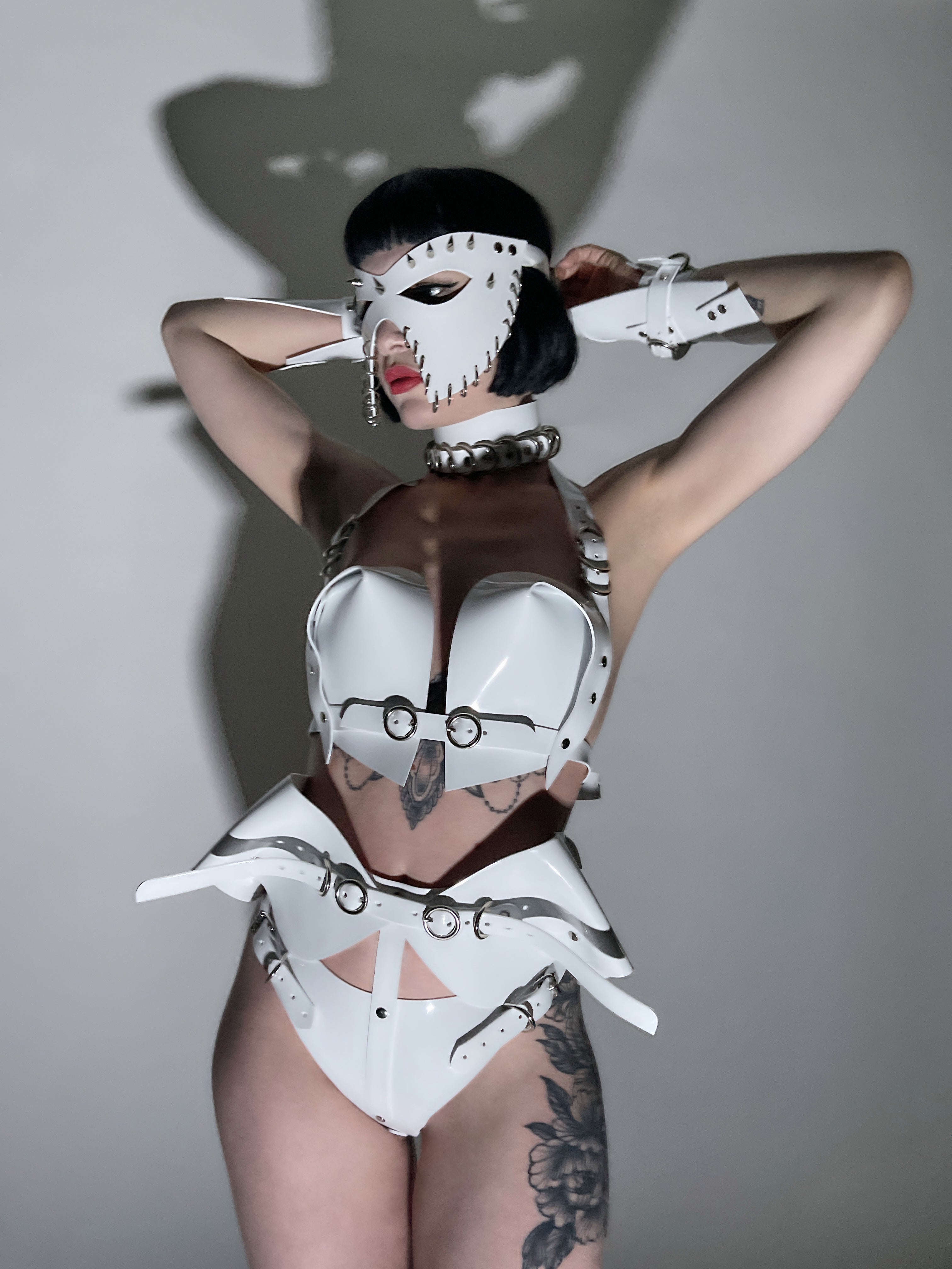 Jivomir Domoustchiev We are all Superhero's vegan vinyl studded mask carnival mardi gras cosplay