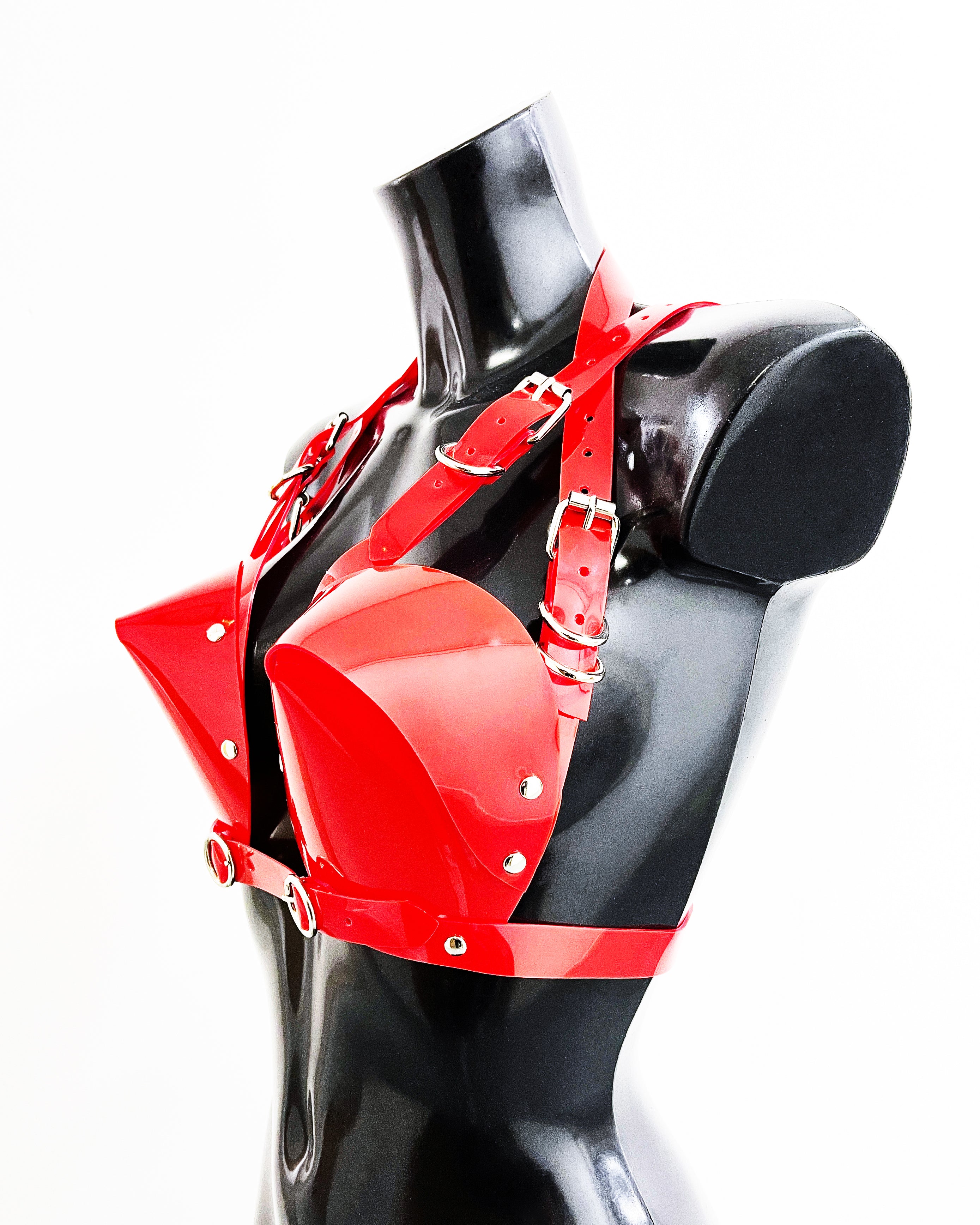 Jivomir Domoustchiev vegan vinyl pvc fashion wearable sculpture hand crafted to order only in East London Atelier independent luxury brand bras bustier corset