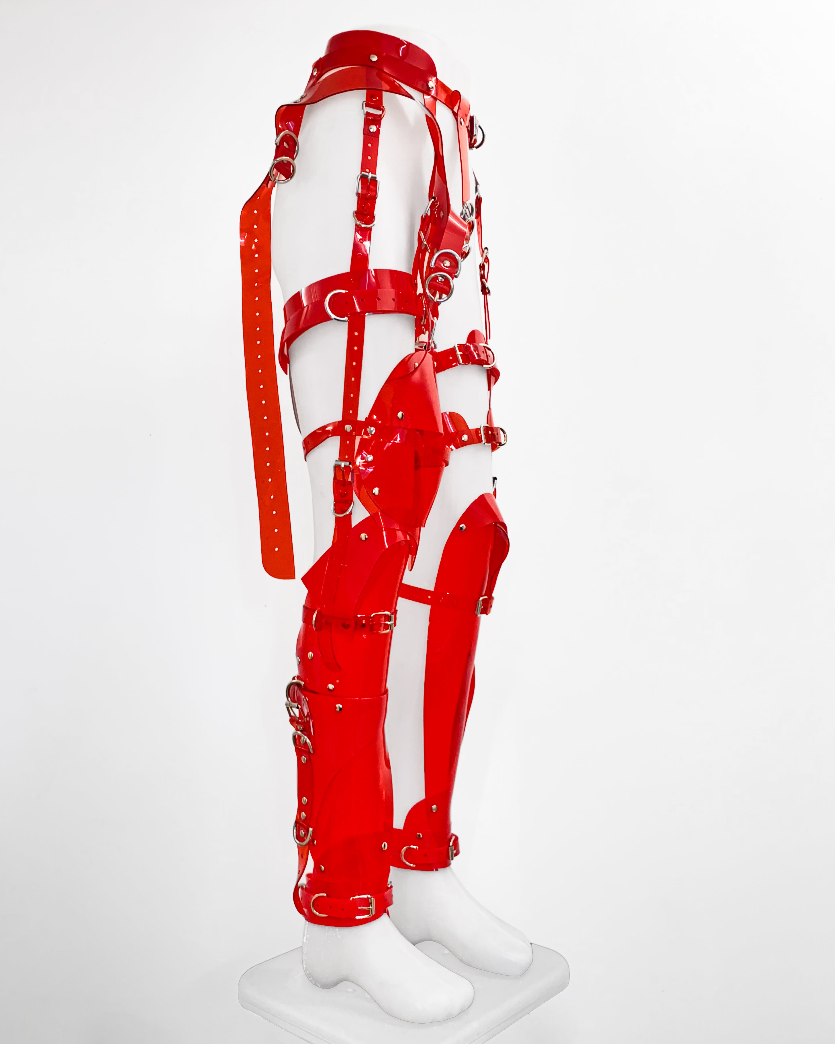 Jivomir Domoustchiev Full Robot Leg Harness in vegan vinyl pure robot style future Dixie D'Amelo perfect styling to create full  look worn as belt or full look