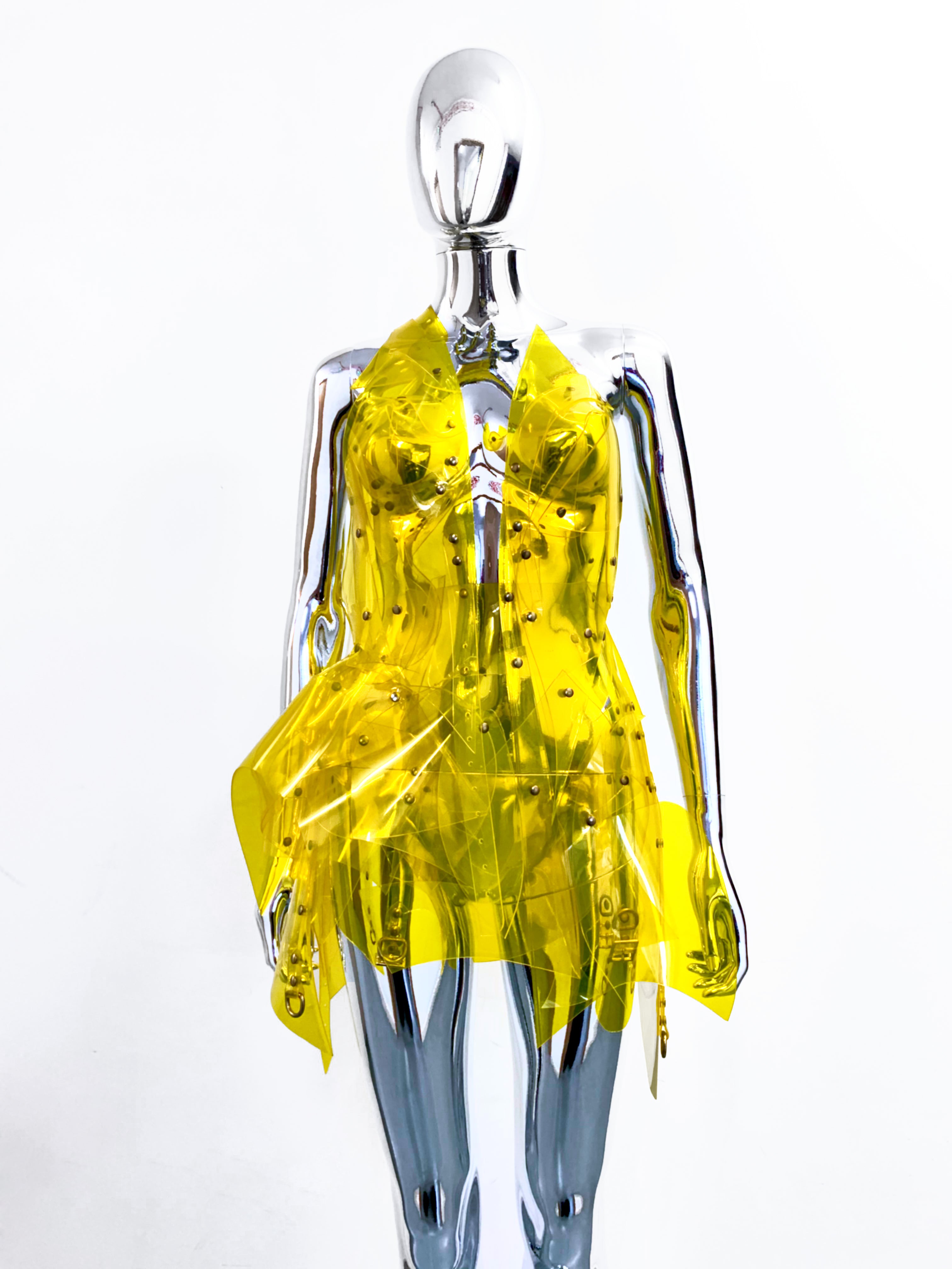 ONNA BUGEISHHA BY JIVOMIR DOMOUSTCHEV FEMALE SAMURAI FUTURE SCULKPTURE FASHON N VEGAN VINYL HAND CRAFTED TO ORDER IN LONDON VEGAN VINYL