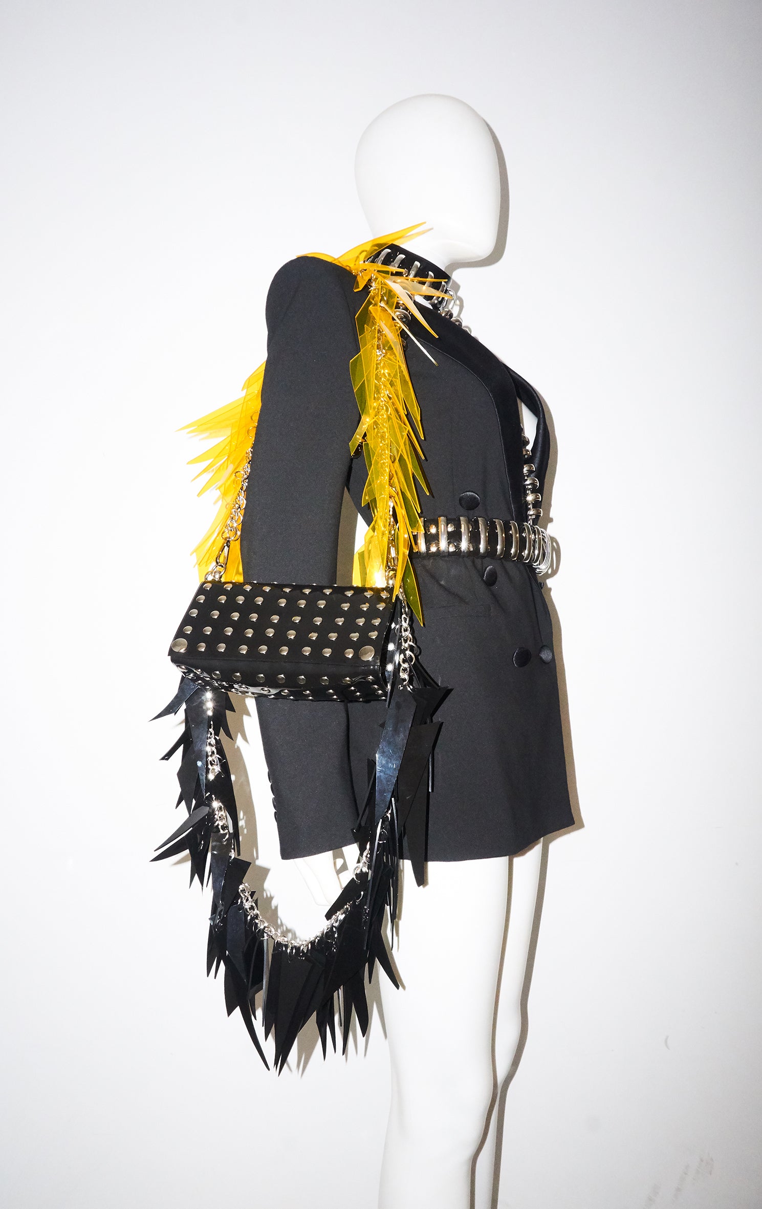 Jivomir Domoustchiev vegan vinyl pvc fashion wearable sculpture hand crafted to order only in East London Atelier independent luxury brand cuffs accessories