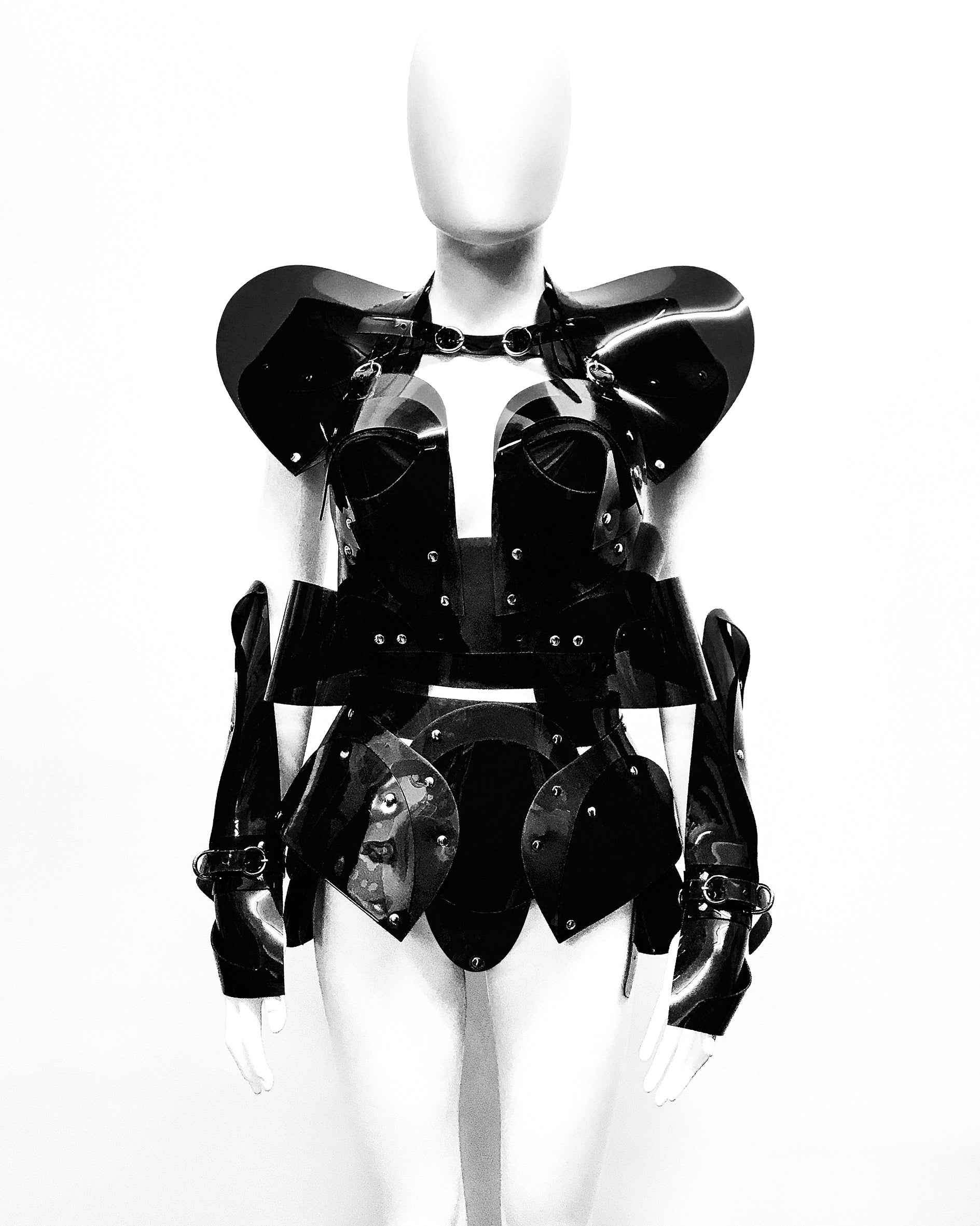 Jivomir Domoustchiev vegan vinyl pvc fashion wearable sculpture hand crafted to order only in East London Atelier independent luxury brand bras and panties knickers