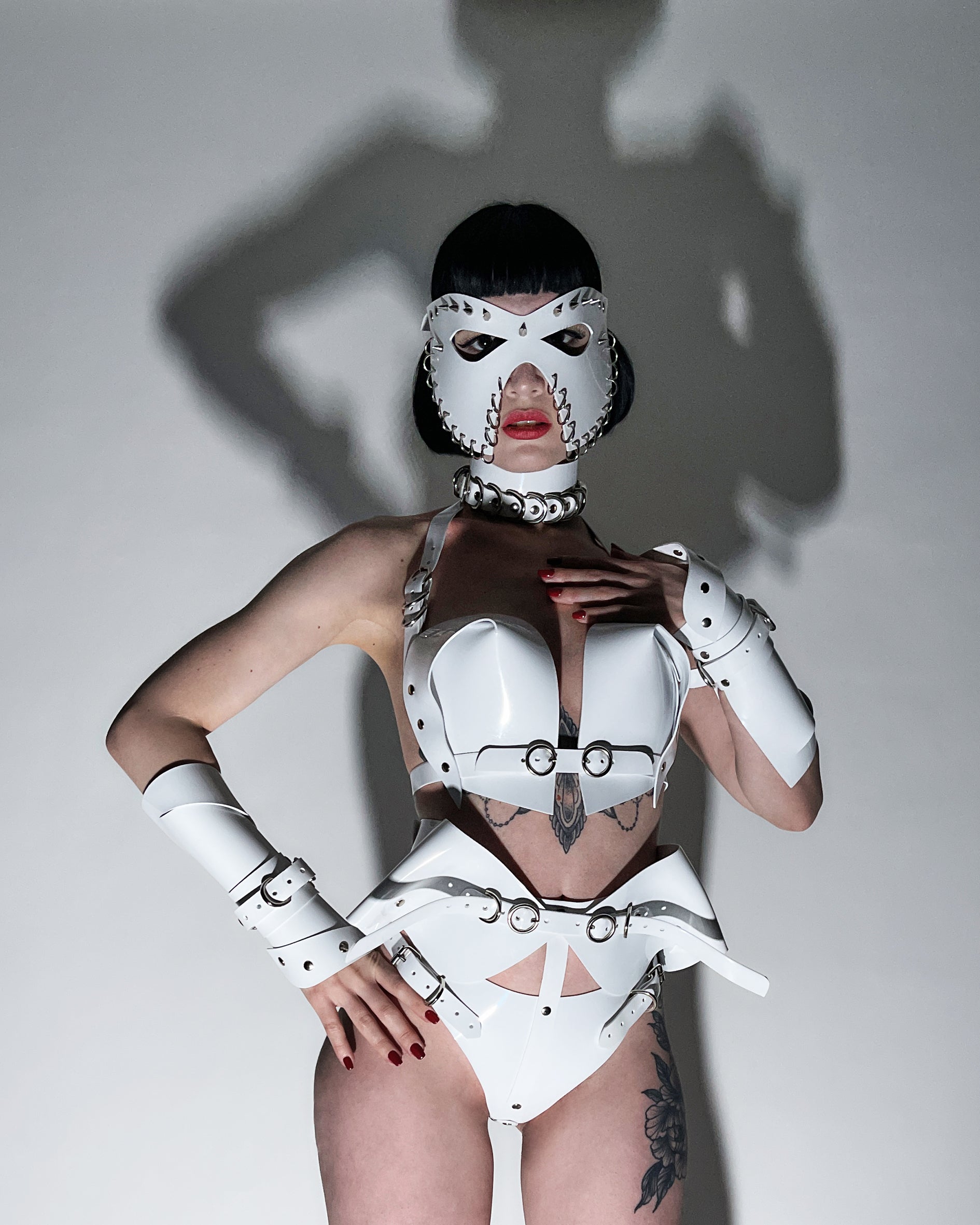 Jivomir Domoustchiev vegan vinyl sculpture fashion accessories hand crafted made in London kink avant garden future  luxury superhero cosplay kink latex fetish