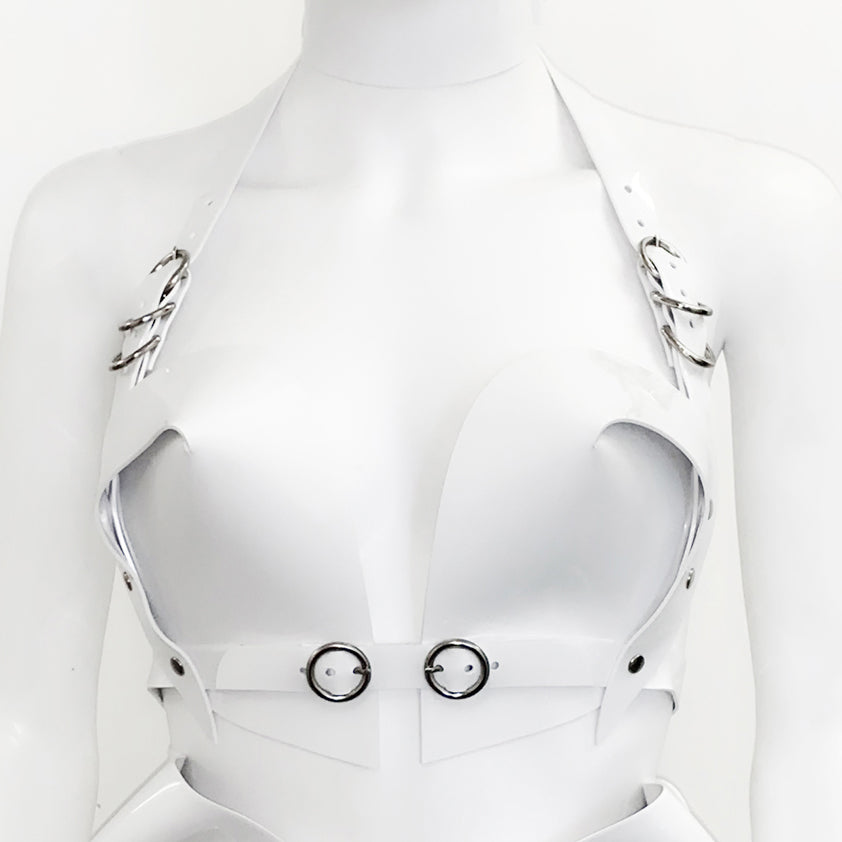 Jivomir Domoustchiev vegan vinyl pvc fashion wearable sculpture hand crafted to order only in East London Atelier independent luxury brand bras bustier corset