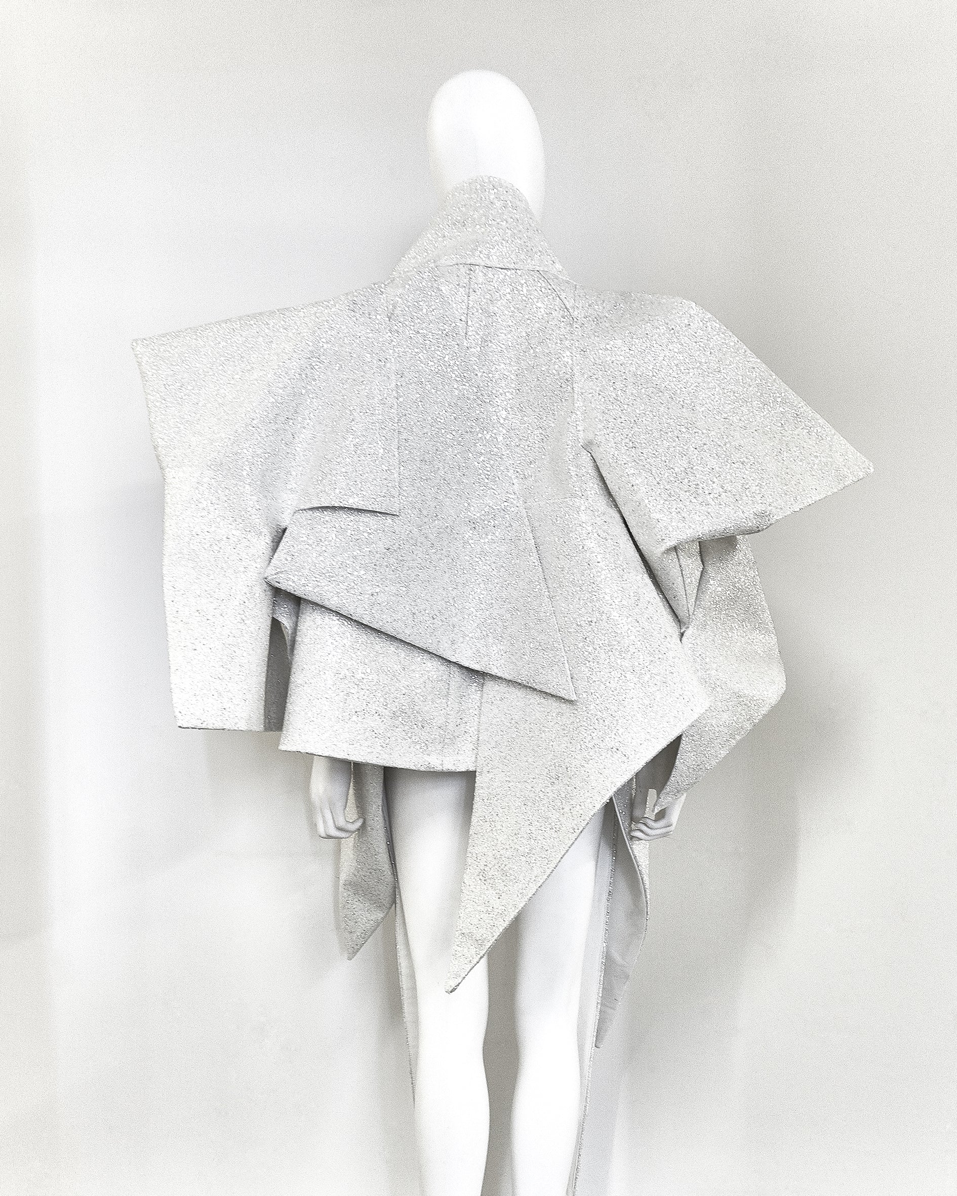 Jivomir Domoustchiev vegan vinyl pvc fashion wearable sculpture hand crafted to order only in East London Atelier independent luxury glitter sculpture coat designer art fashion