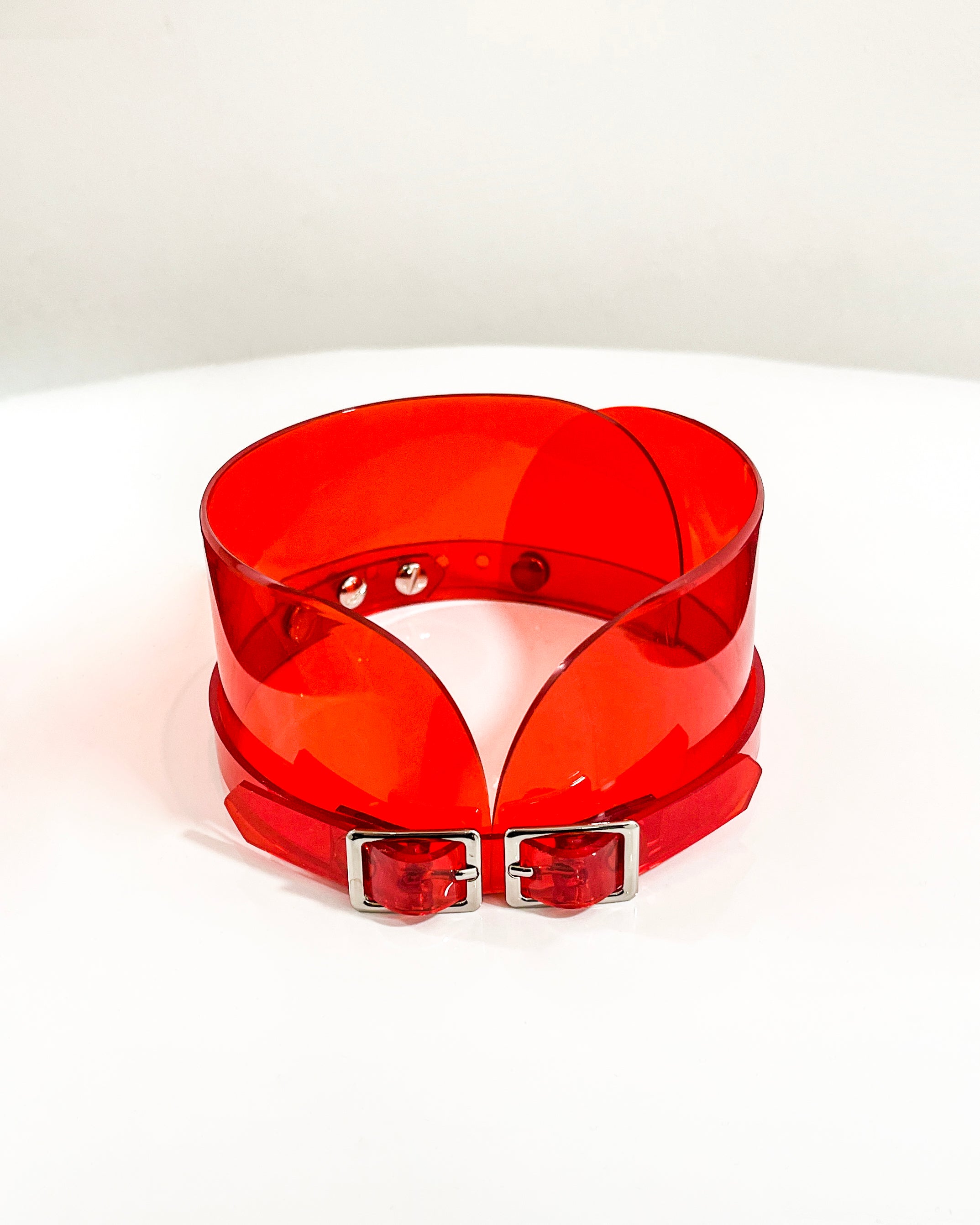 ATÉLIER JIVOMIR VEGAN LUXURY FASHION ACCESSORIES COLLAR CHOKER RED TRANSPARENT