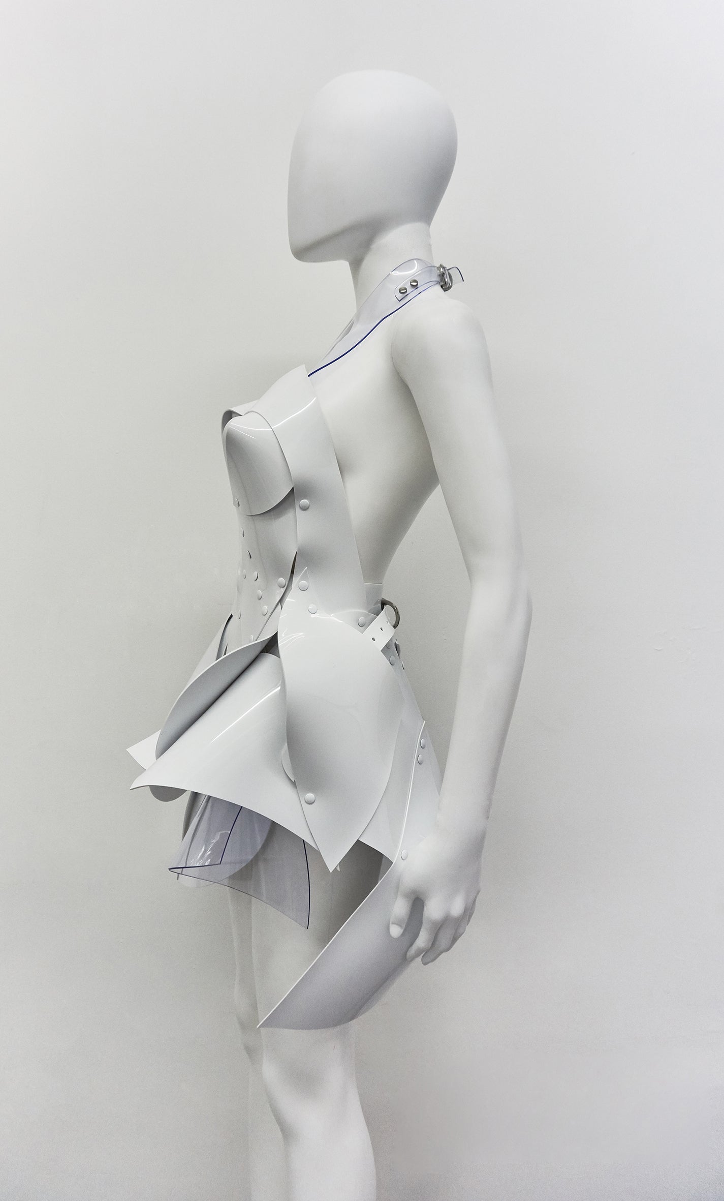 Jivomir Domoustchiev white vegan vinyl sculpture dress JLo Jennifer Lopez Medicine video
