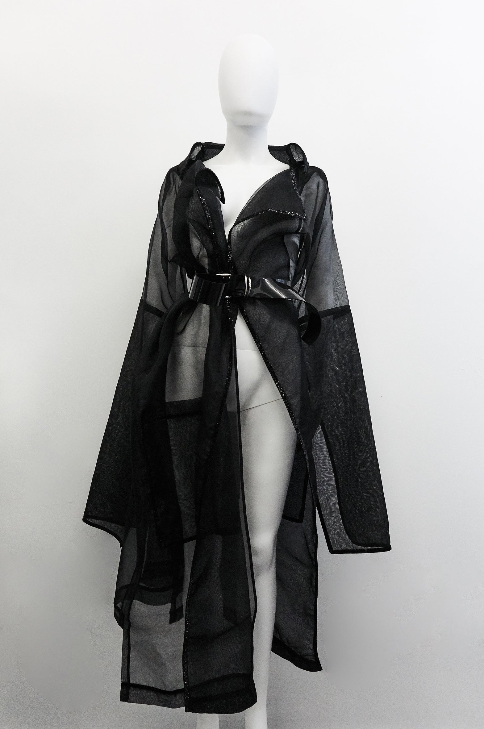 Jivomir Domoustchiev silk trench glitter trim luxury fashion