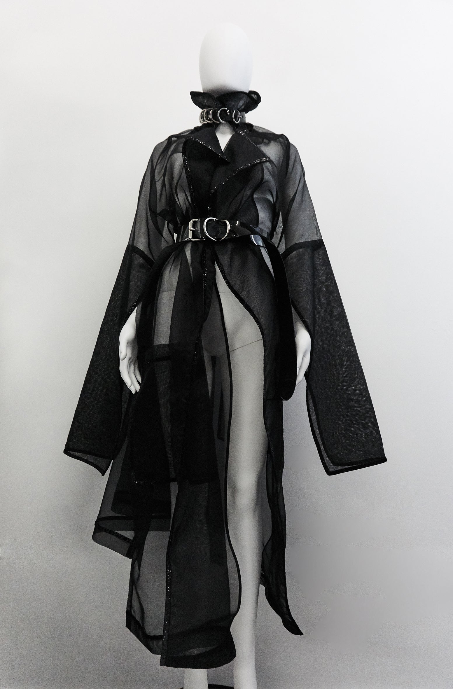 Jivomir Domoustchiev silk trench glitter trim luxury fashion