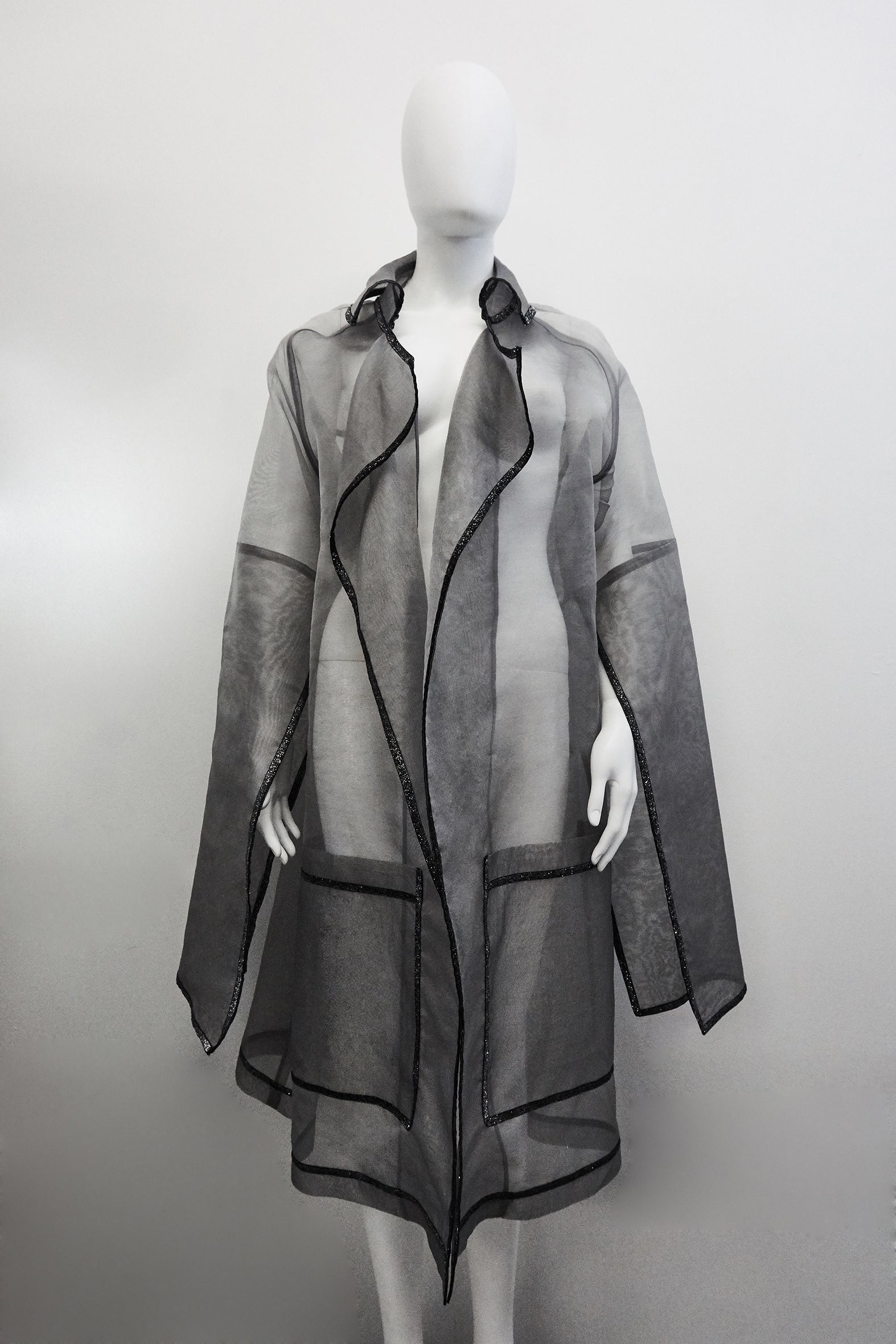 Jivomir Domoustchiev silk trench glitter trim luxury fashion