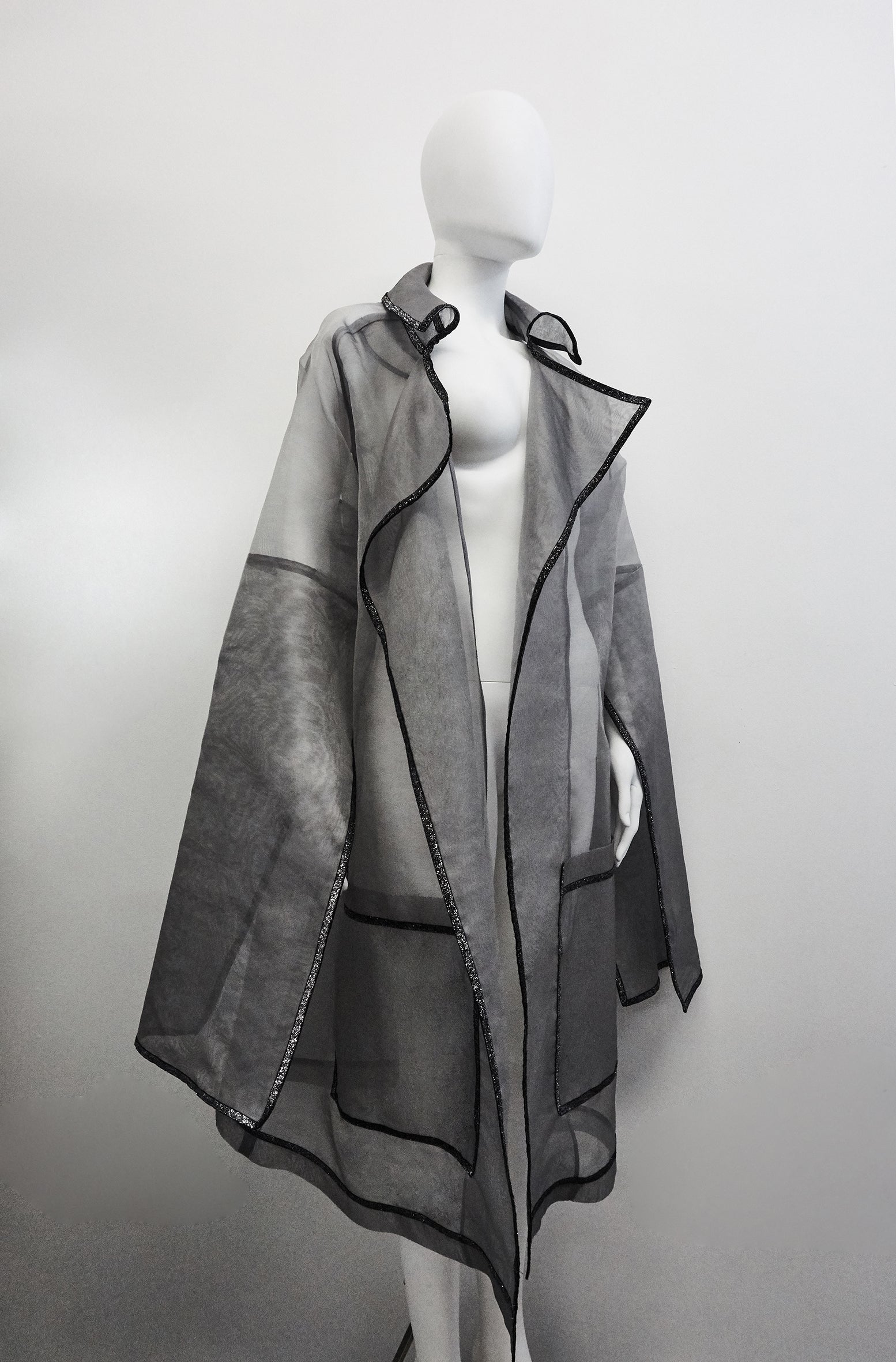 Jivomir Domoustchiev silk trench glitter trim luxury fashion