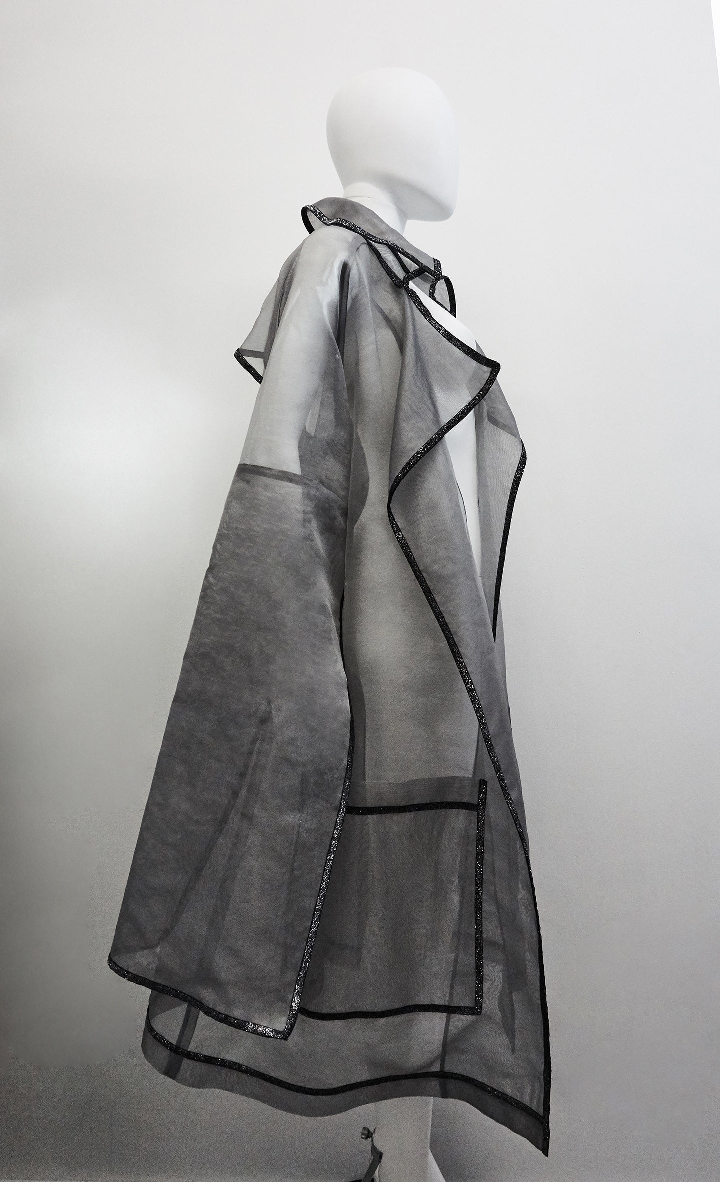 Jivomir Domoustchiev silk trench glitter trim luxury fashion