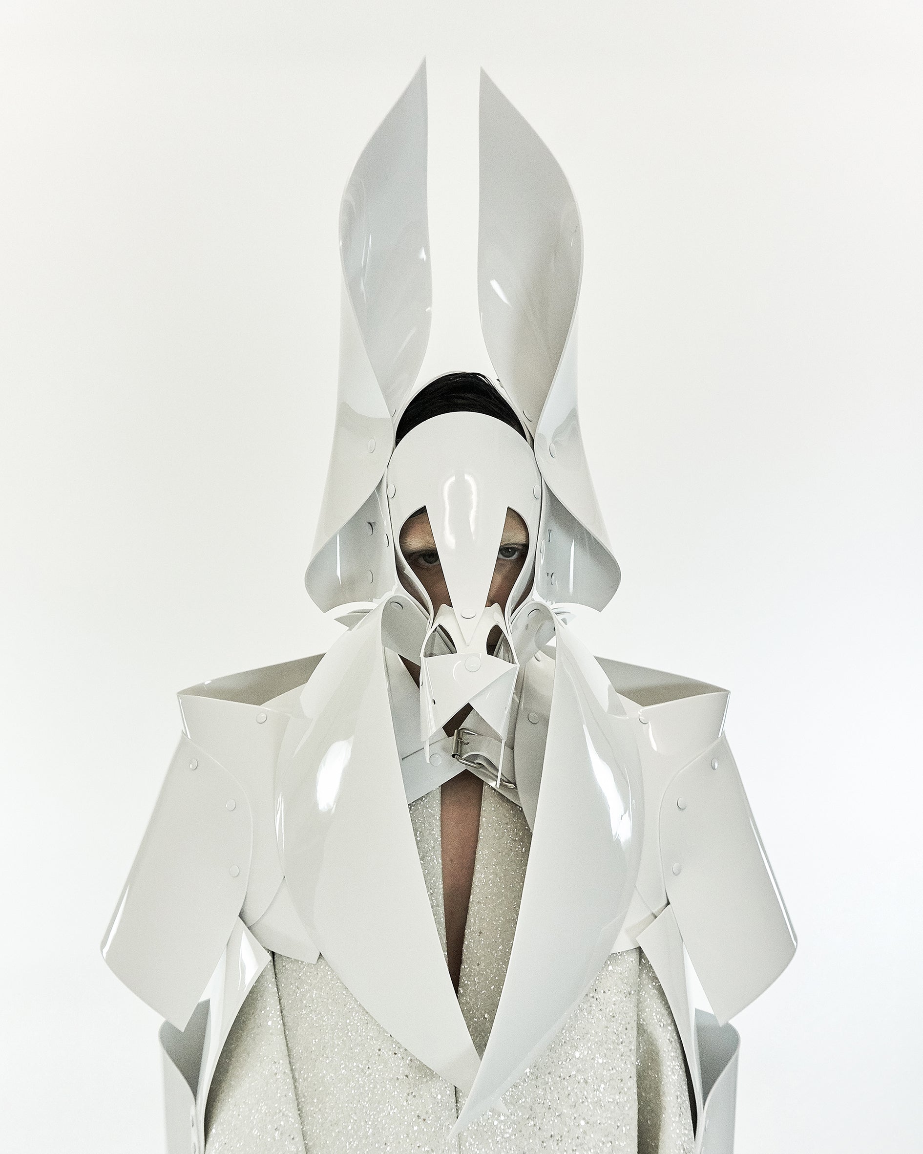 Vegan vinyl spirit animal studded kink role-play anime headpiece mask carnival rabbit cat eagle wolf dog ring Jivomir Domoustchiev