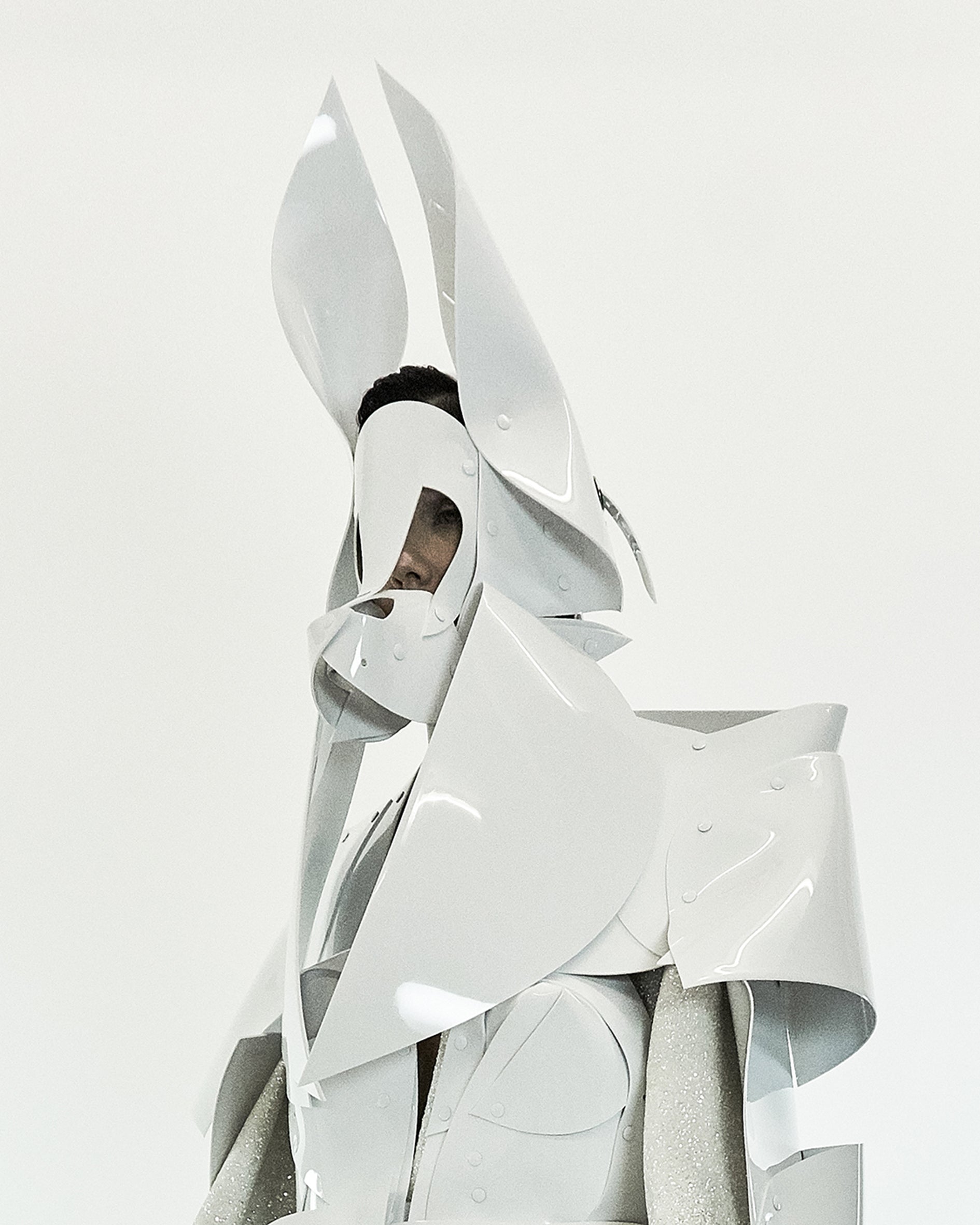 Vegan vinyl spirit animal studded kink role-play anime headpiece mask carnival rabbit cat eagle wolf dog ring Jivomir Domoustchiev