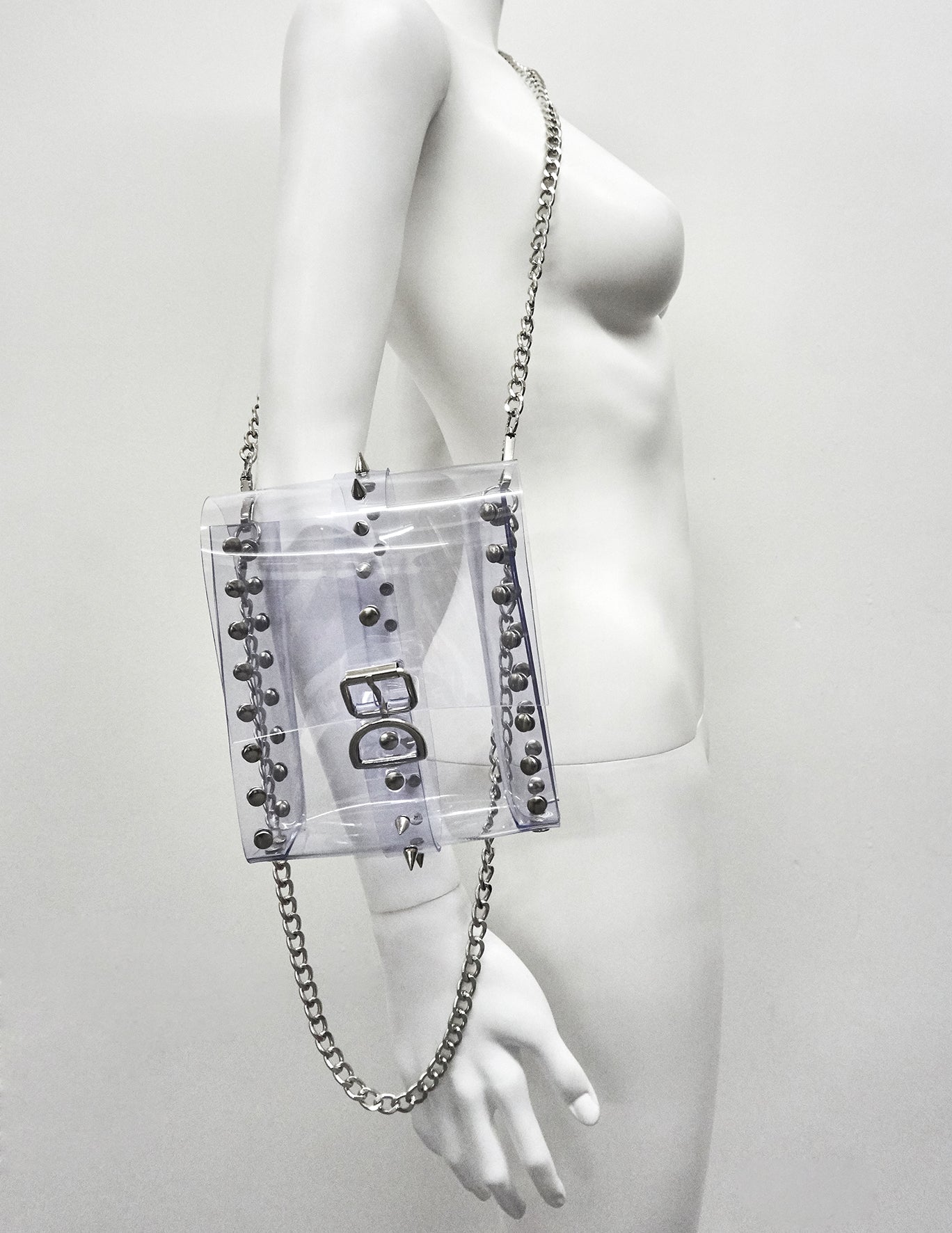 Jivomir Domoustchiev The Dream Collector transparent clearJivomir Domoustchiev The Dream Collector Bag clear red vegan vinyl studded chain purse collectible handbag