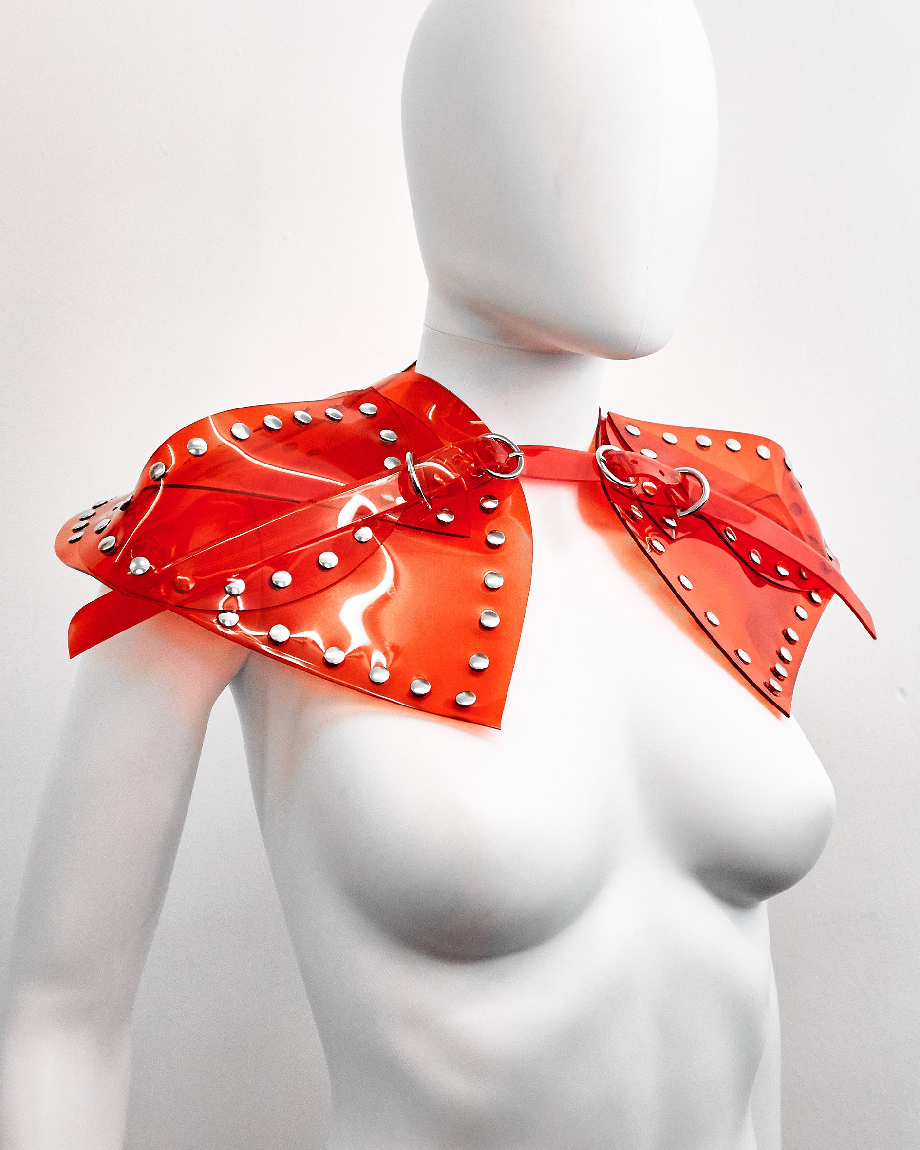 Jivomir Domoustchiev vegan vinyl pvc fashion wearable sculpture hand crafted to order only in East London Atelier independent luxury brand dress collar choker belt