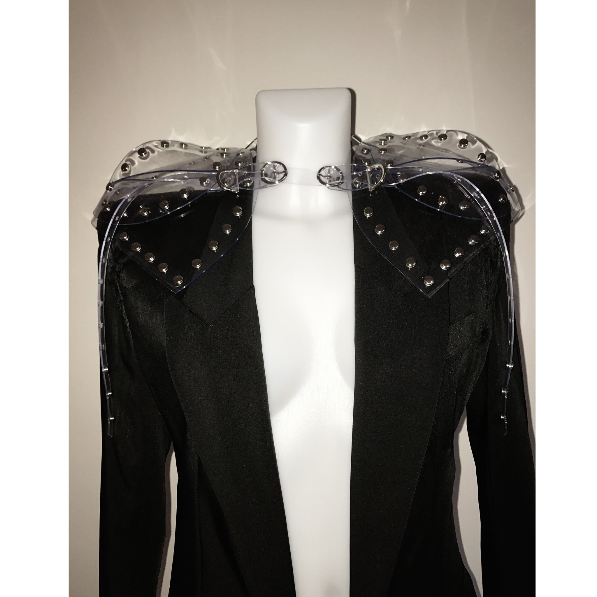 Jivomir Domoustchiev vegan vinyl pvc fashion wearable sculpture hand crafted to order only in East London Atelier independent luxury brand dress collar choker belt