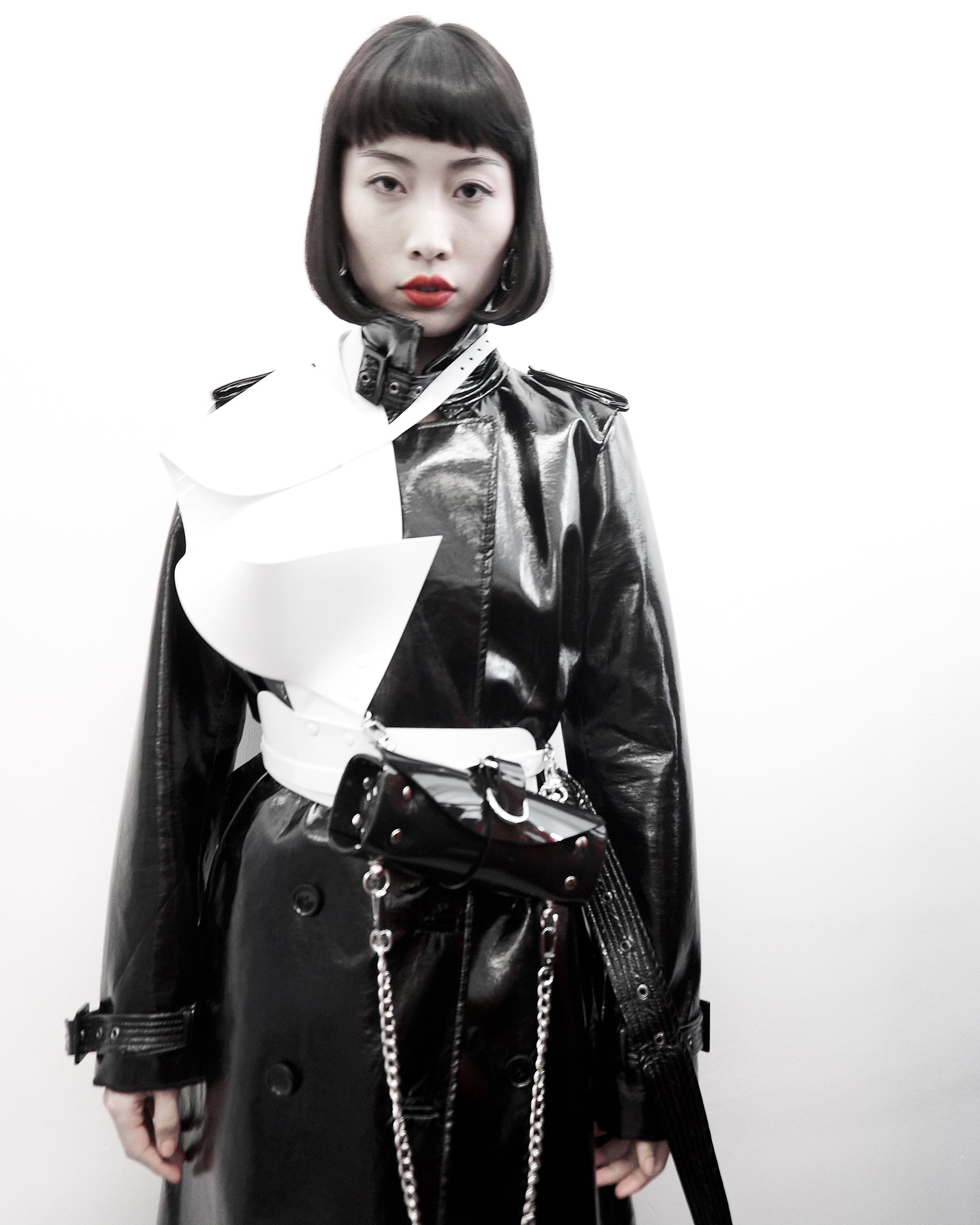 Jivomir Domoustchiev vinyl sculpture half harness belt white