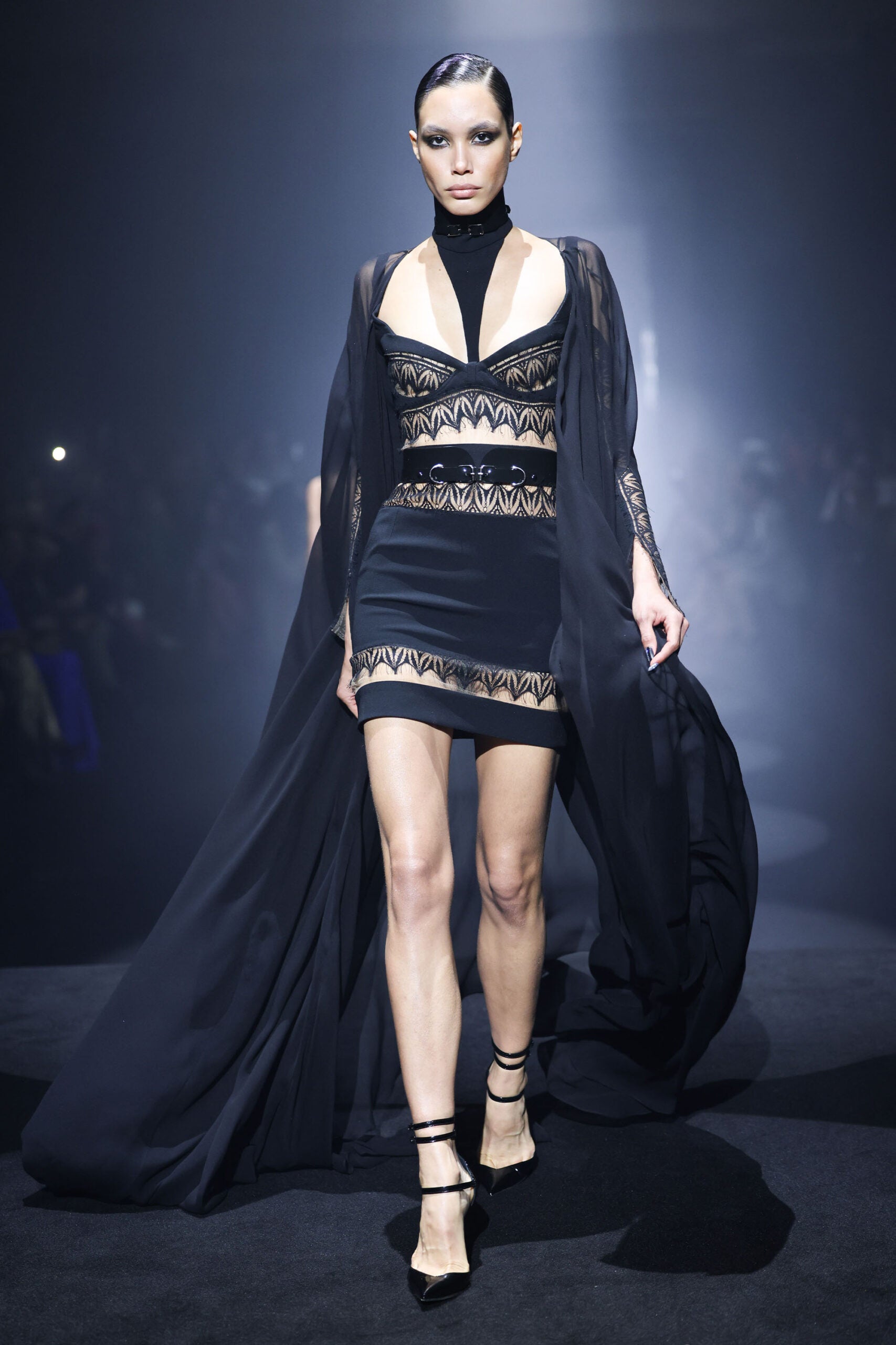 Jivomir Domoustchiev x Julien McDonald vegan vinyl PVC fashion accessories belt harness collar choker bra bustier peplum corset kink cosplay vegan hand crafted London